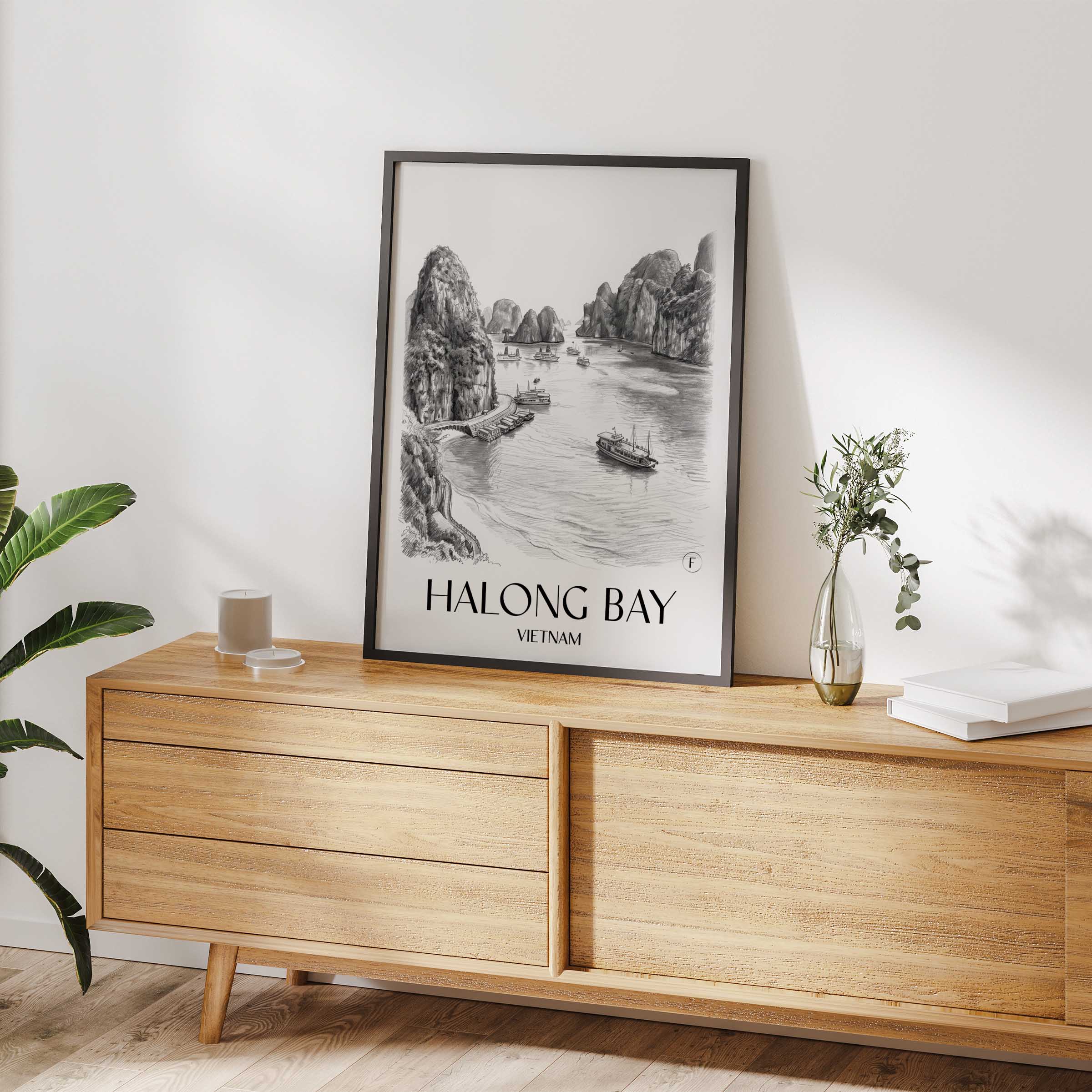 halong-bay-vietnam-poster-bleistift-zeichnung-drawing