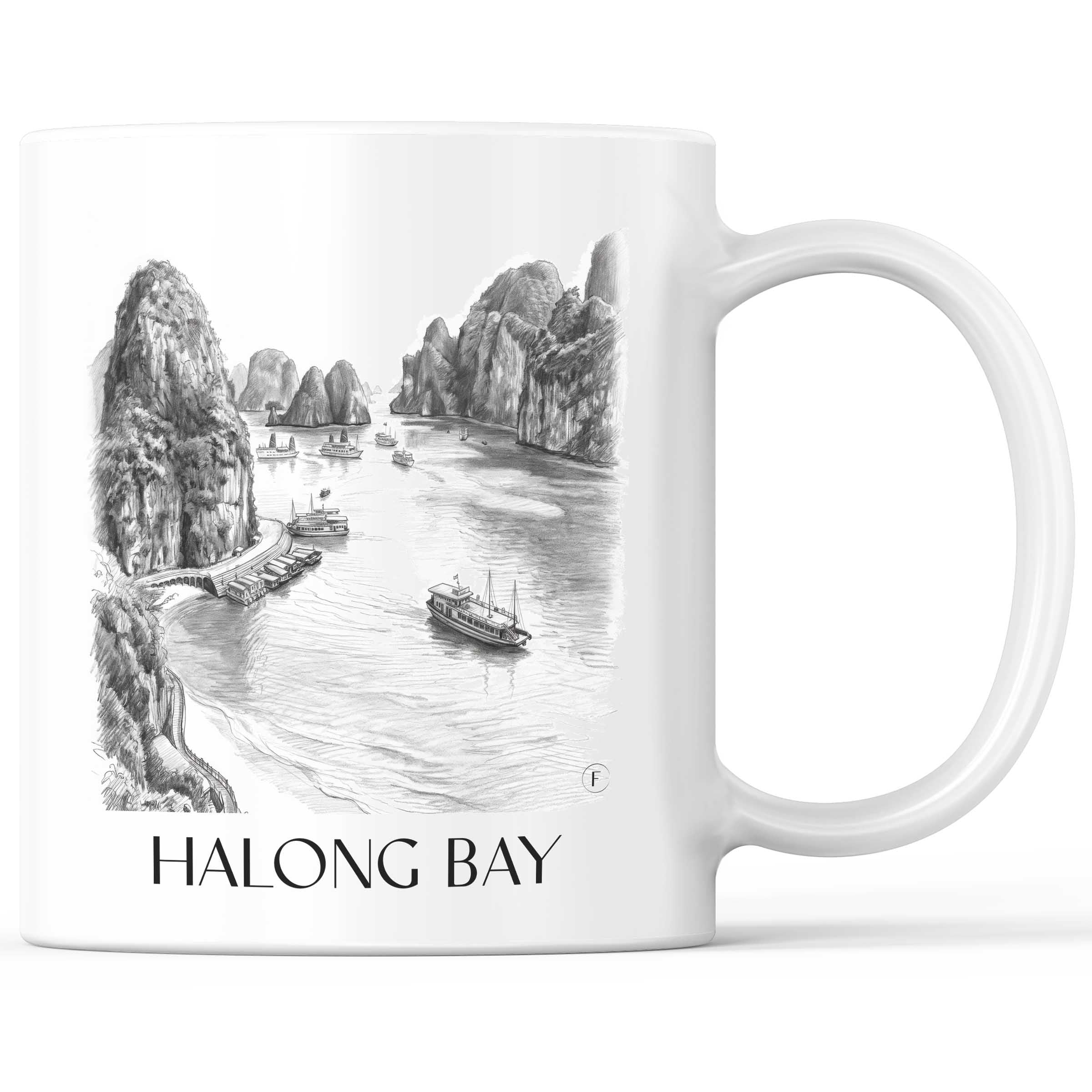 Halong Bay - Vietnam Becher - Kaffeetasse im Zeichnung Stil