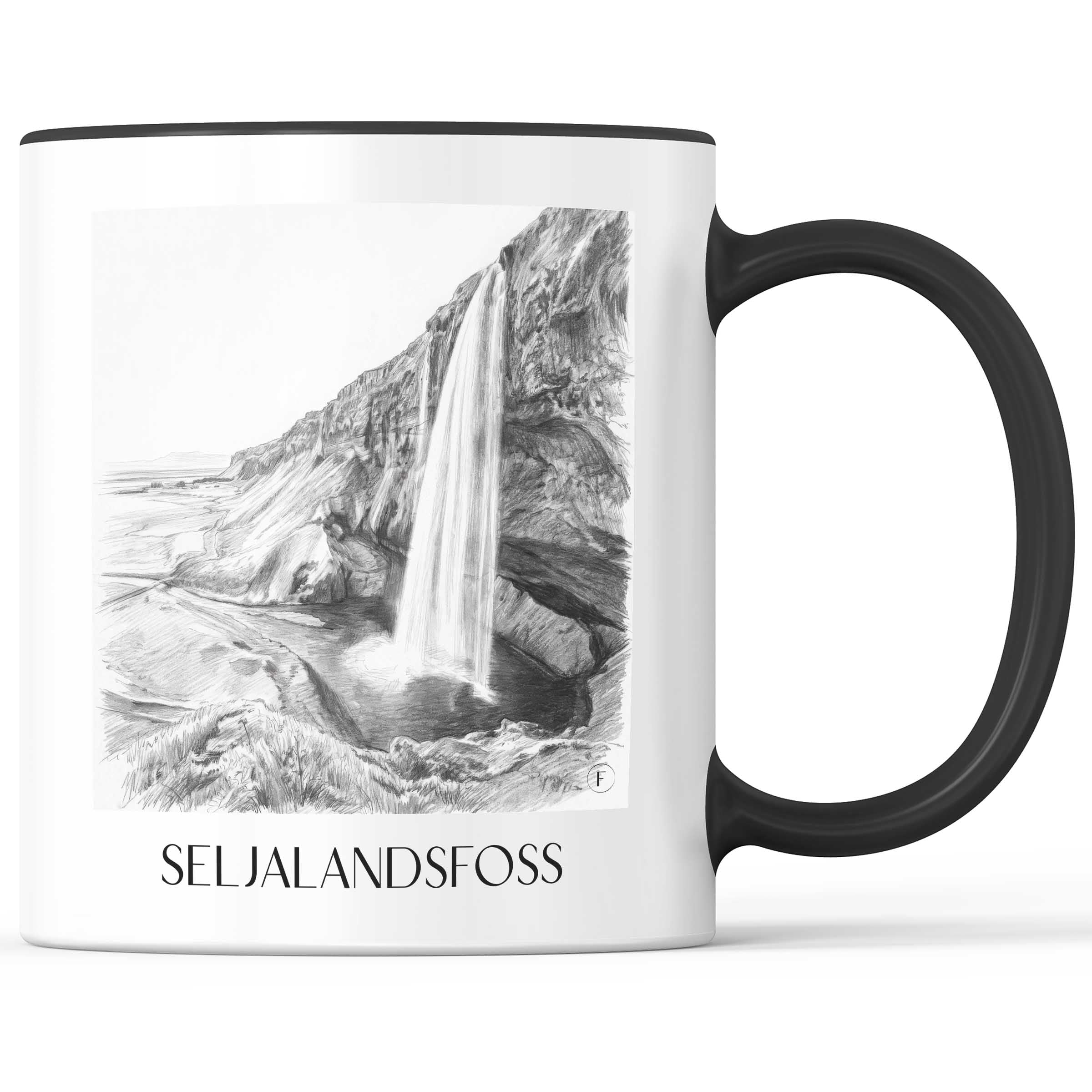 seljalandsfoss-island-kaffeebecher-bleistift-zeichnung-drawing