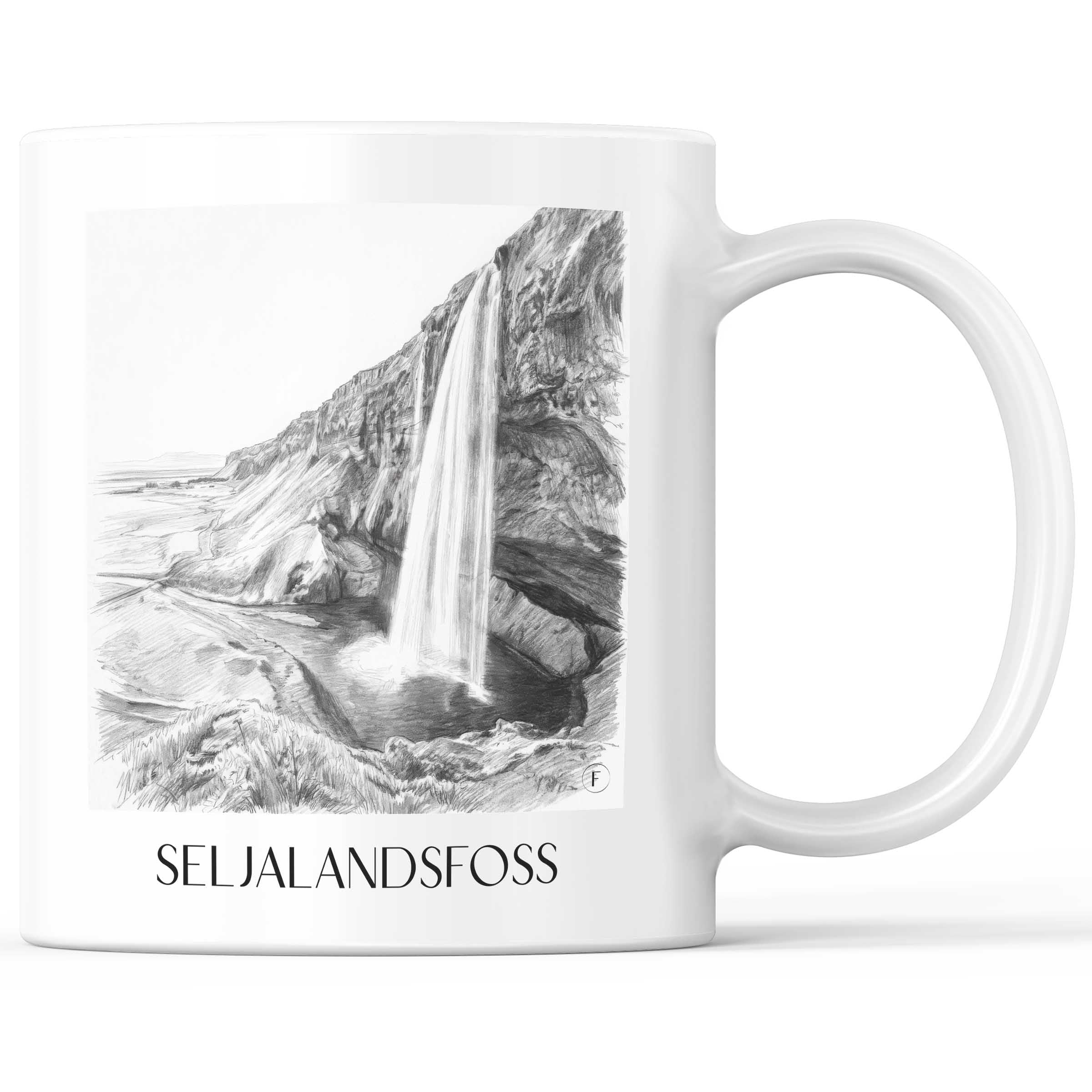 Seljalandsfoss - Island Becher - Kaffeetasse im Zeichnung Stil