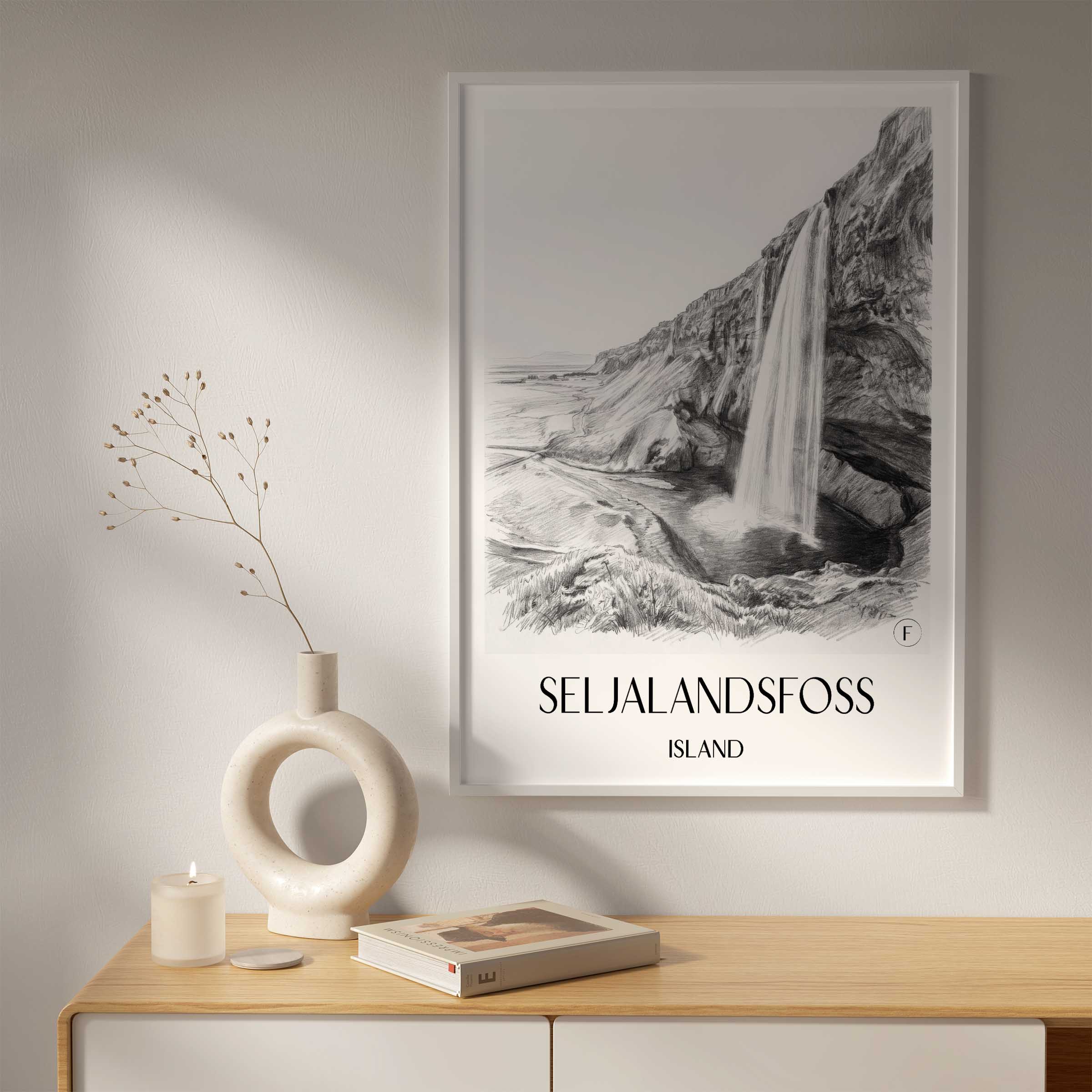 seljalandsfoss-island-poster-bleistift-zeichnung-drawing