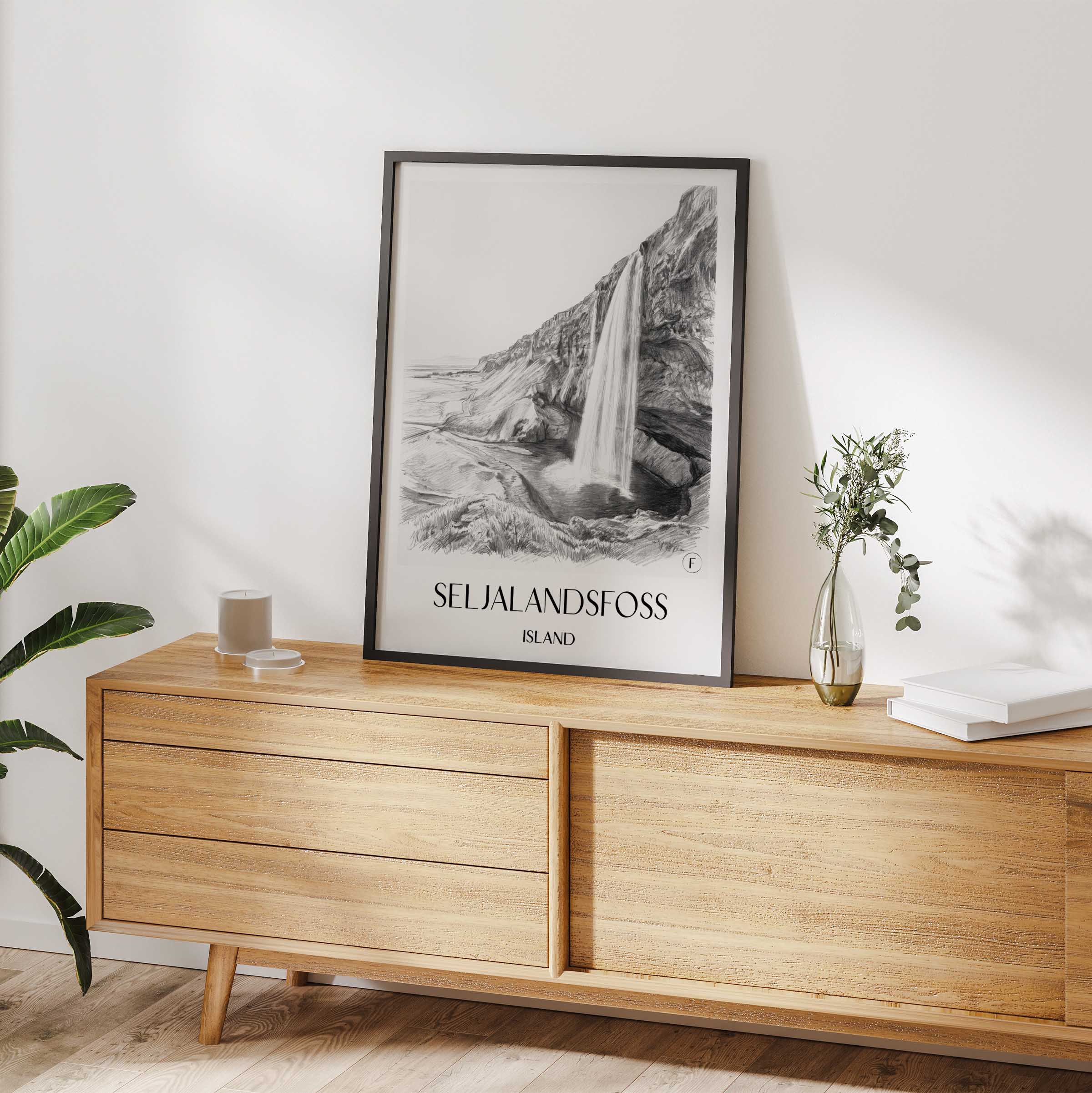 seljalandsfoss-island-poster-bleistift-zeichnung-drawing