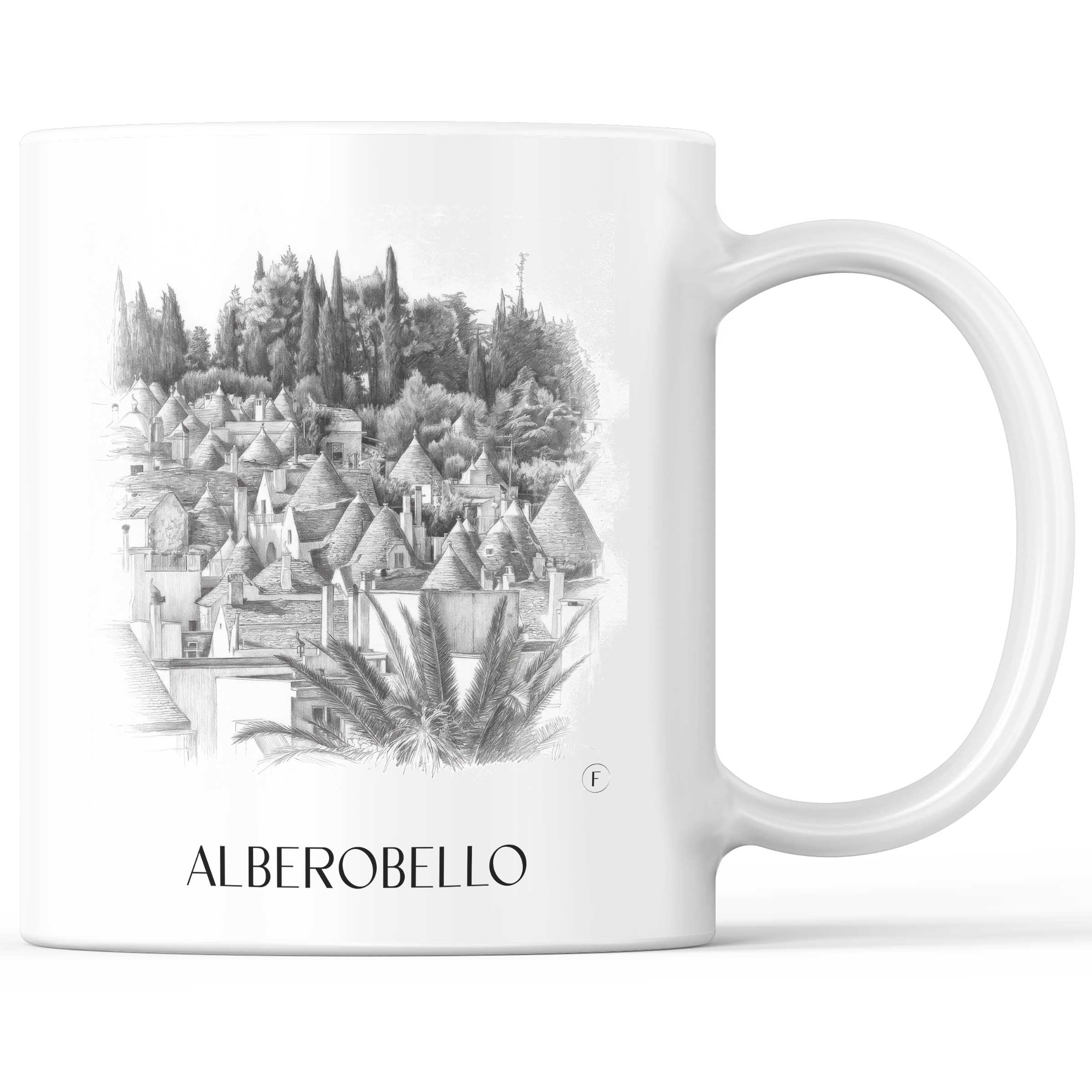 Alberobello - Italien Becher - Kaffeetasse im Zeichnung Stil