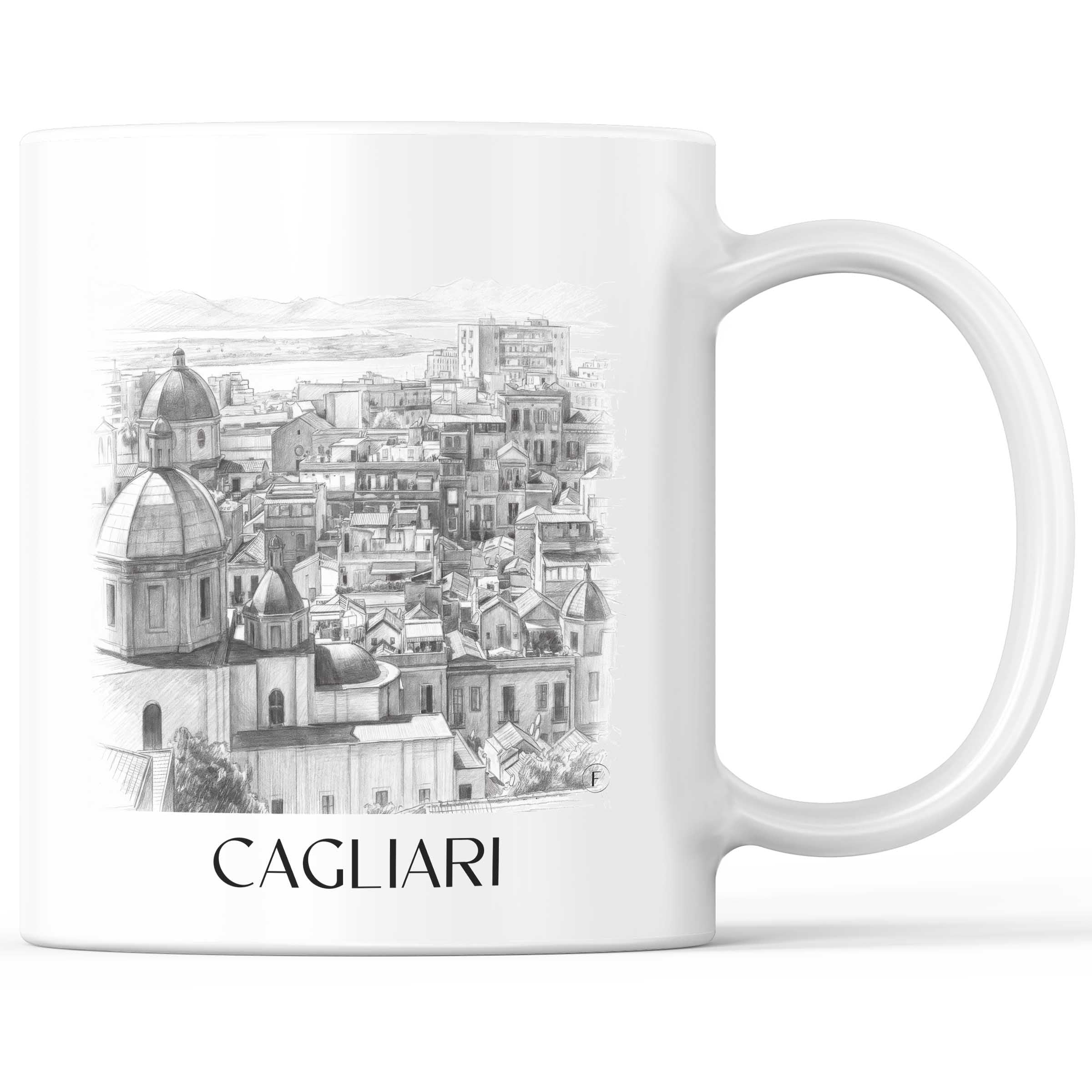 Cagliari - Italien Becher - Kaffeetasse im Zeichnung Stil
