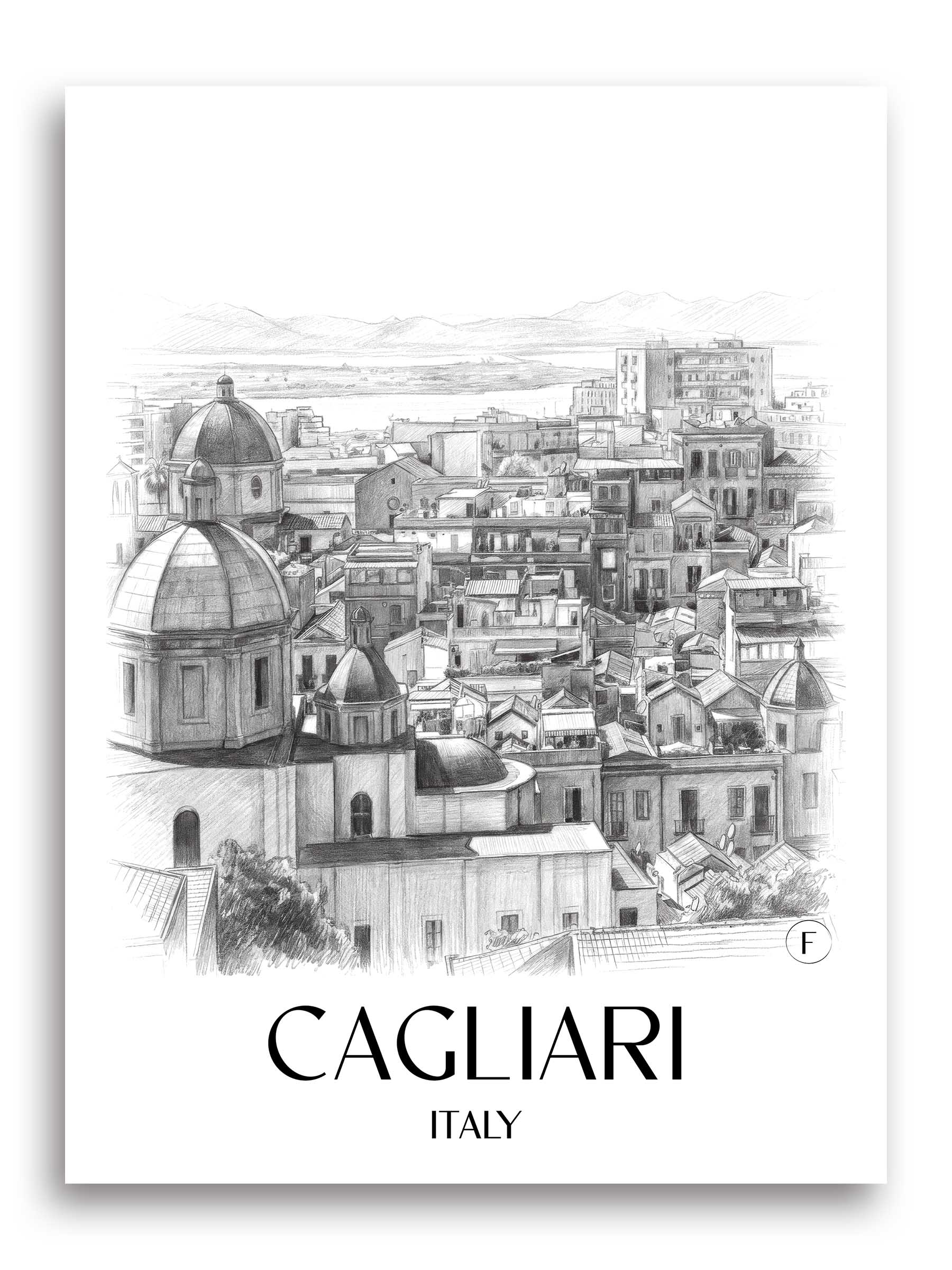 Cagliari Poster - - Italien Kunstdruck - Zeichnung von A4 bis A1