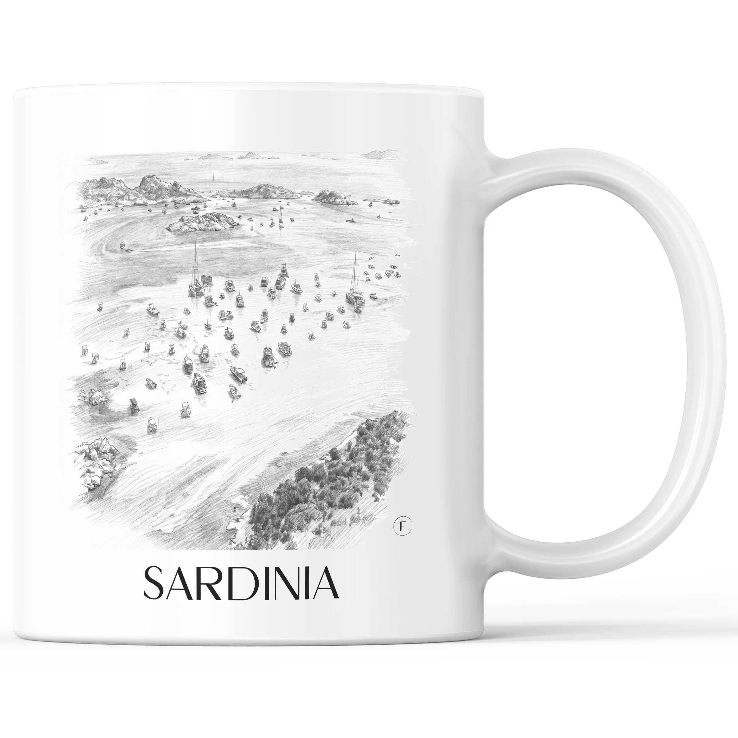 Sardinien - Italien Becher - Kaffeetasse im Zeichnung Stil