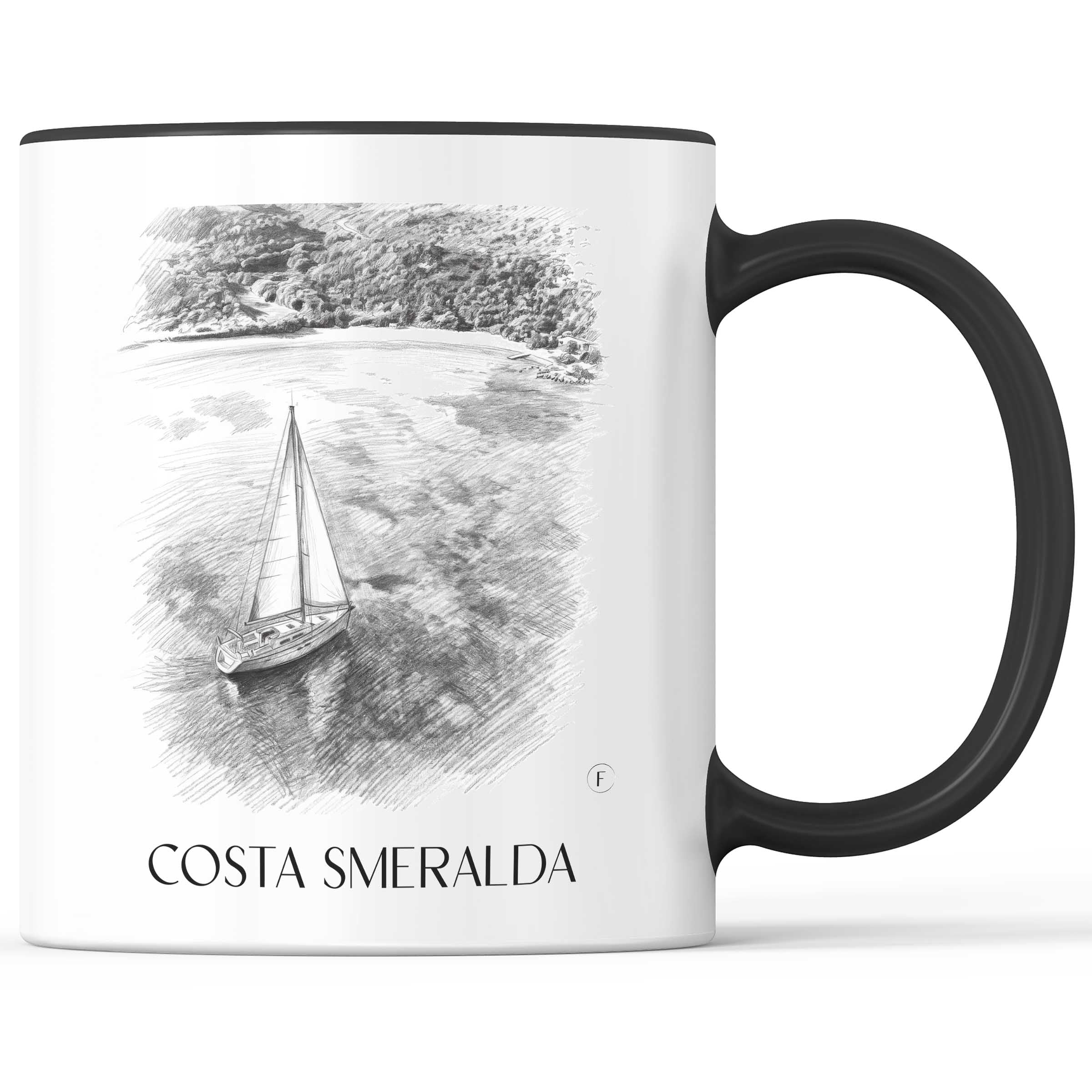 Costa Smeralda - Italien Becher - Kaffeetasse im Zeichnung Stil