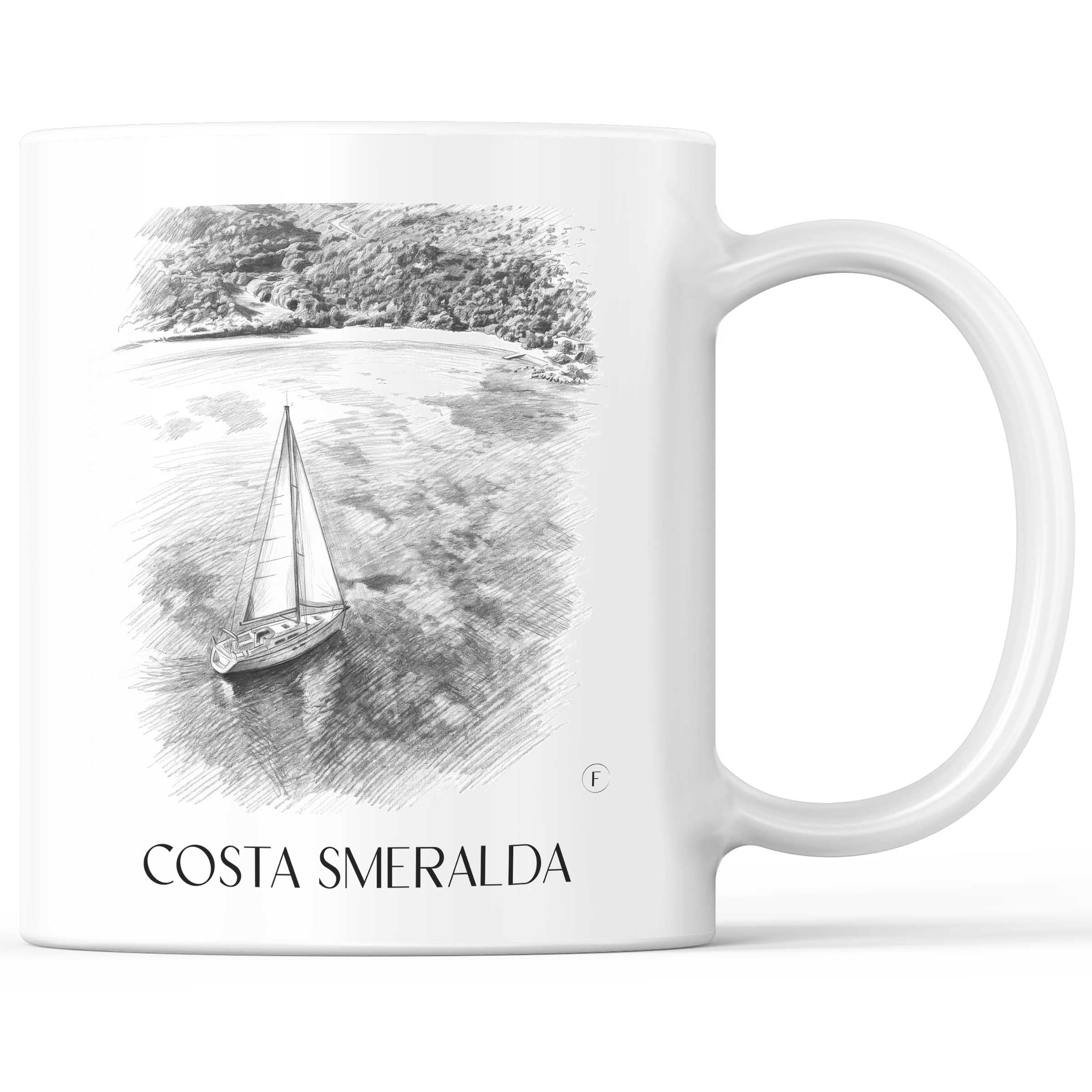 Costa Smeralda - Italien Becher - Kaffeetasse im Zeichnung Stil