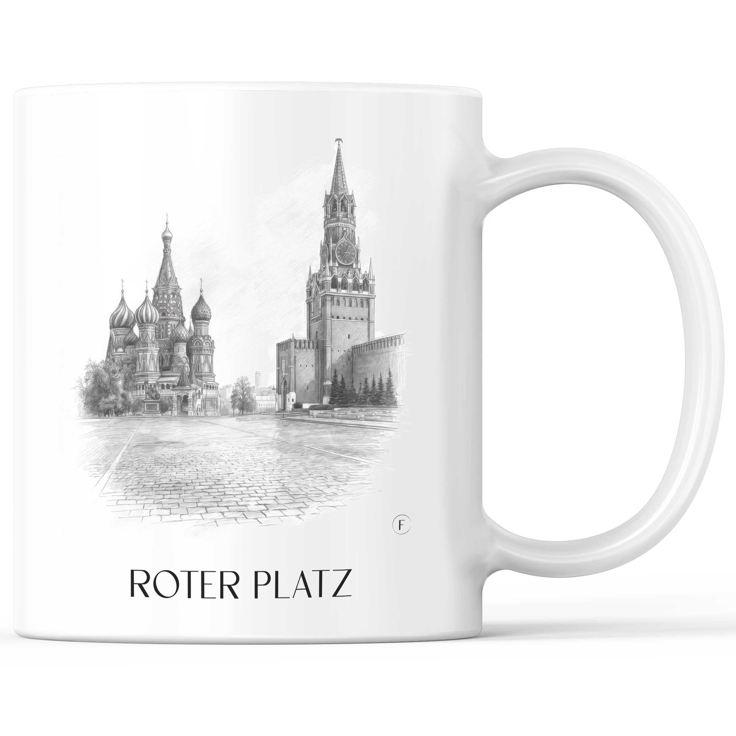 Roter Platz, Kremel - Russland Becher - Kaffeetasse im Zeichnung Stil