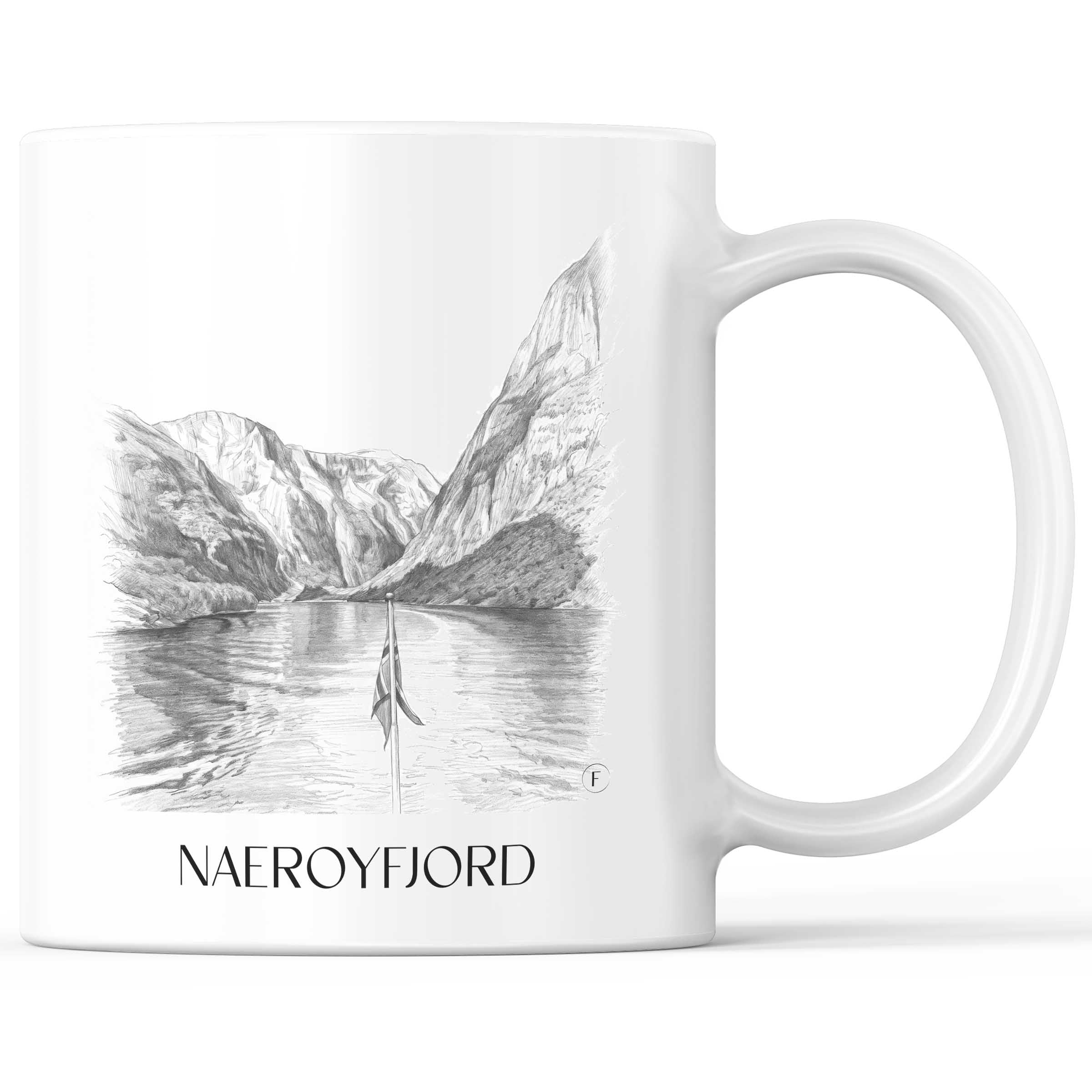 Naeroyfjord - Norwegen Becher - Kaffeetasse im Zeichnung Stil
