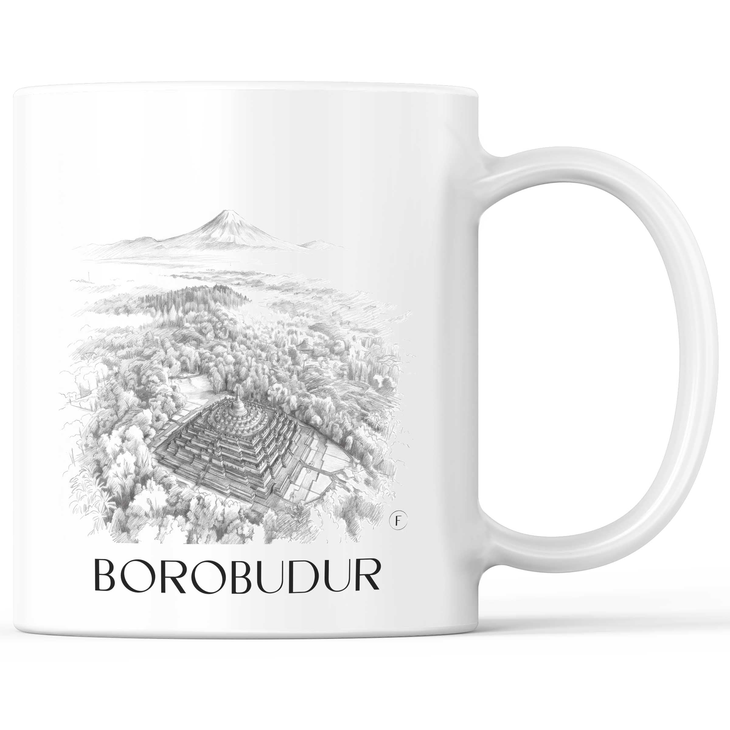 Borobodur - Indonesien Becher - Kaffeetasse im Zeichnung Stil