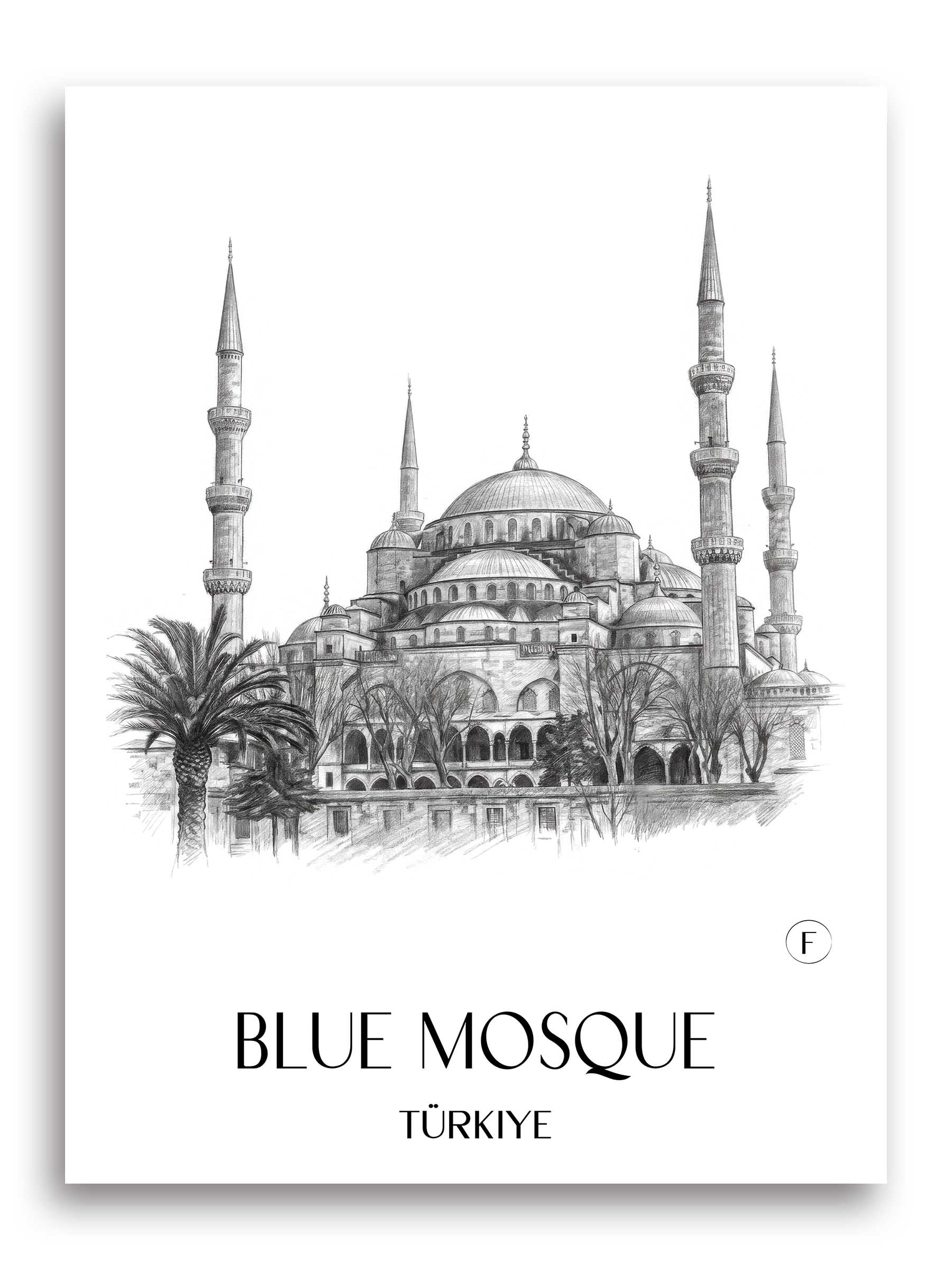 Blaue Moschee Poster - - Türkei Kunstdruck - Zeichnung von A4 bis A1