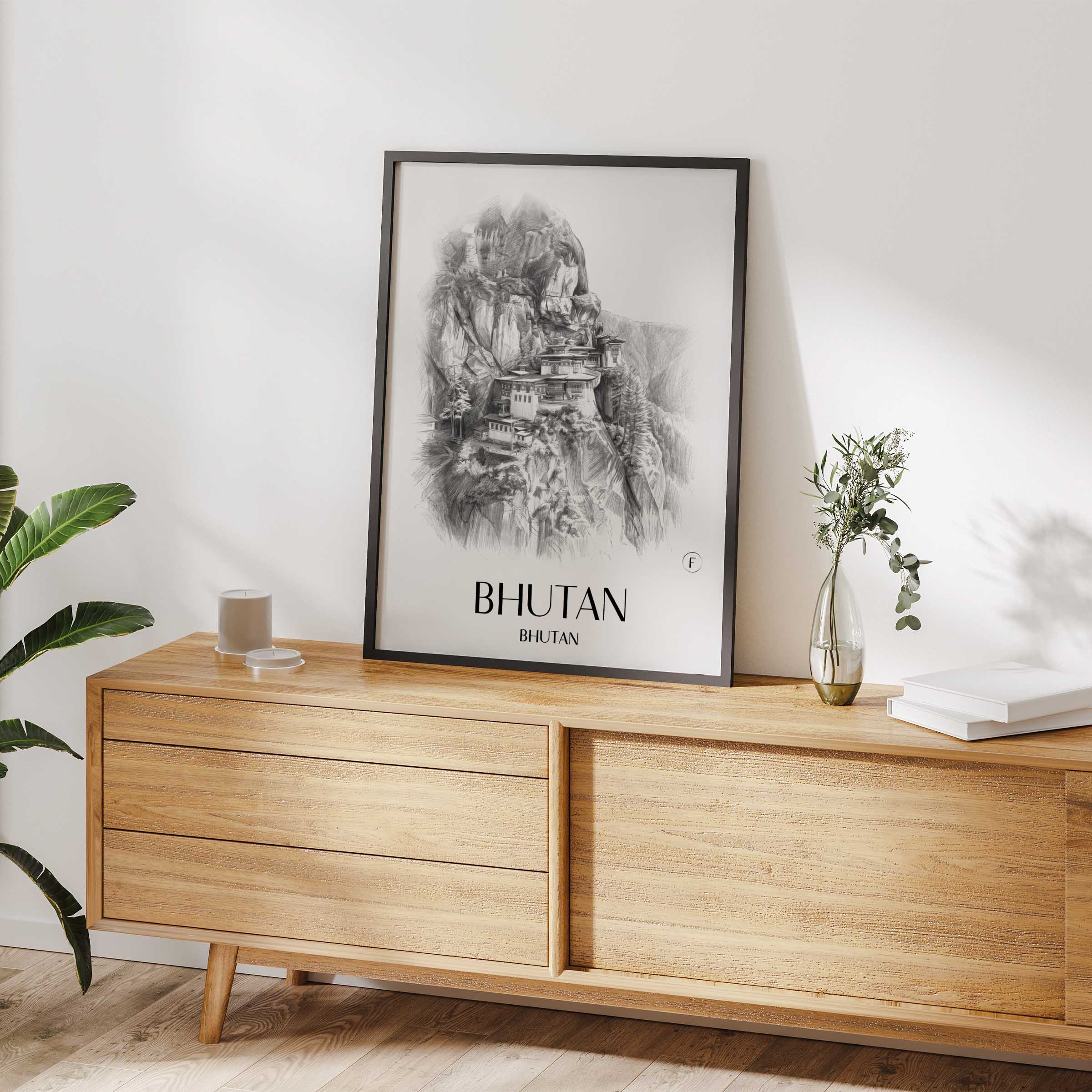 bhutan-bhutan-poster-bleistift-zeichnung-drawing