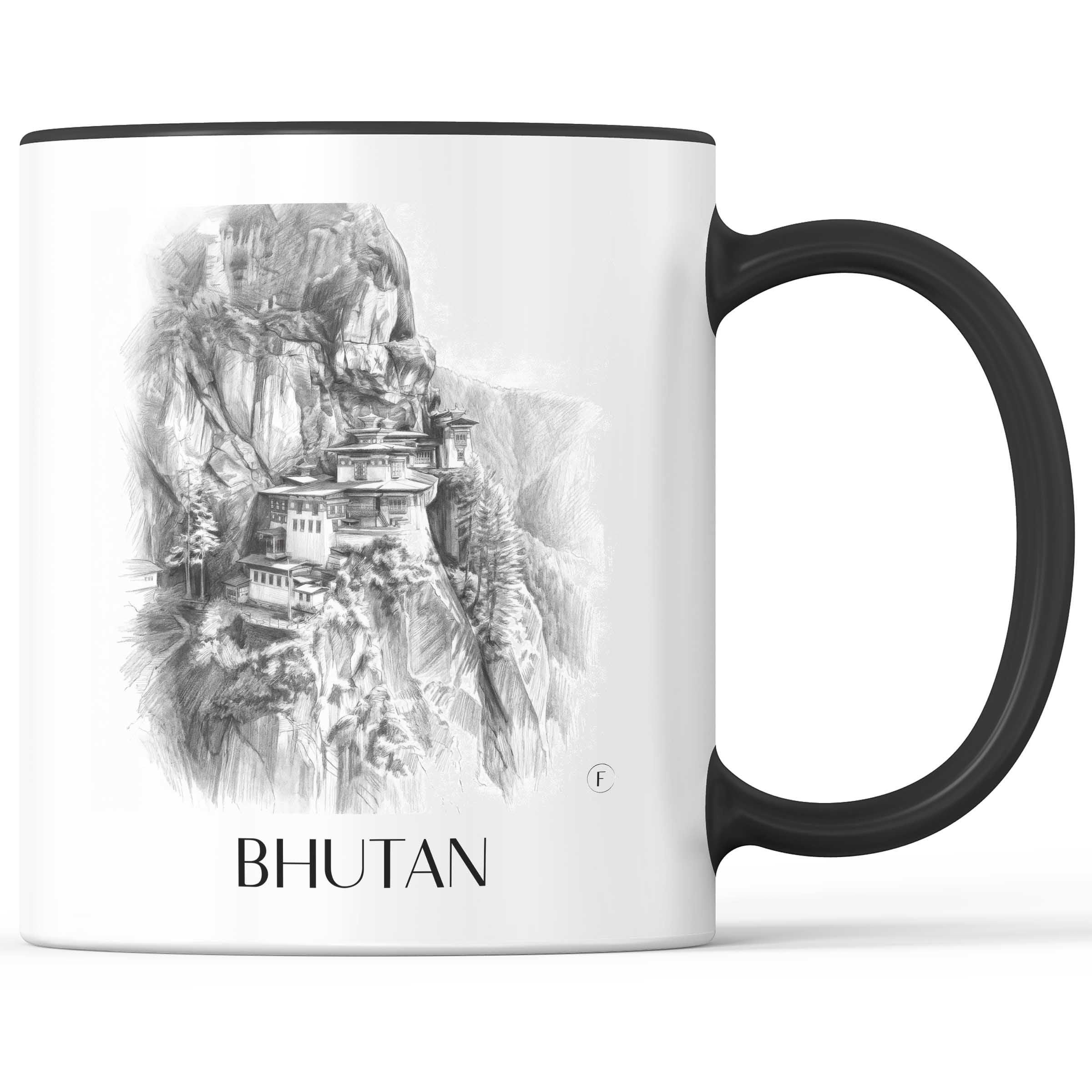 Bhutan - Bhutan Becher - Kaffeetasse im Zeichnung Stil