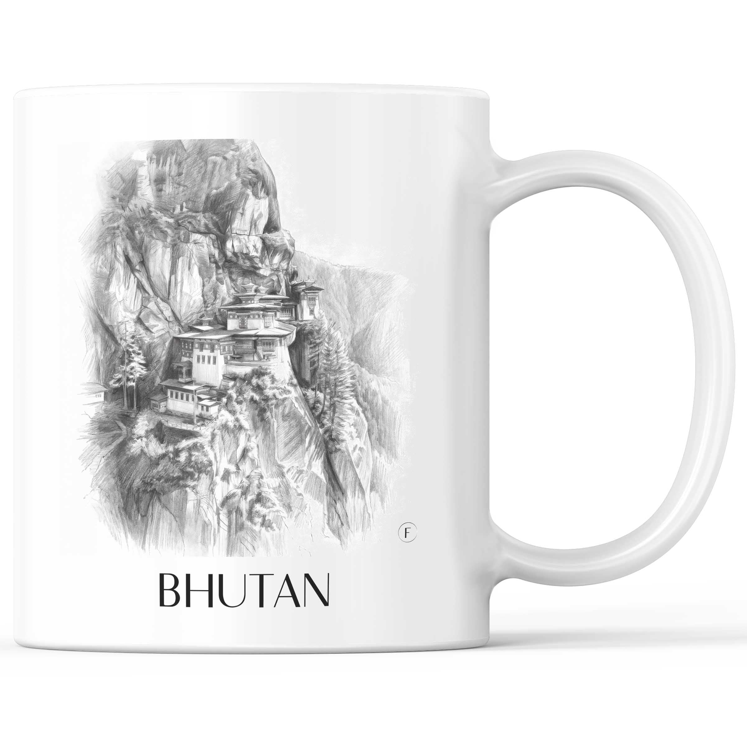 Bhutan - Bhutan Becher - Kaffeetasse im Zeichnung Stil