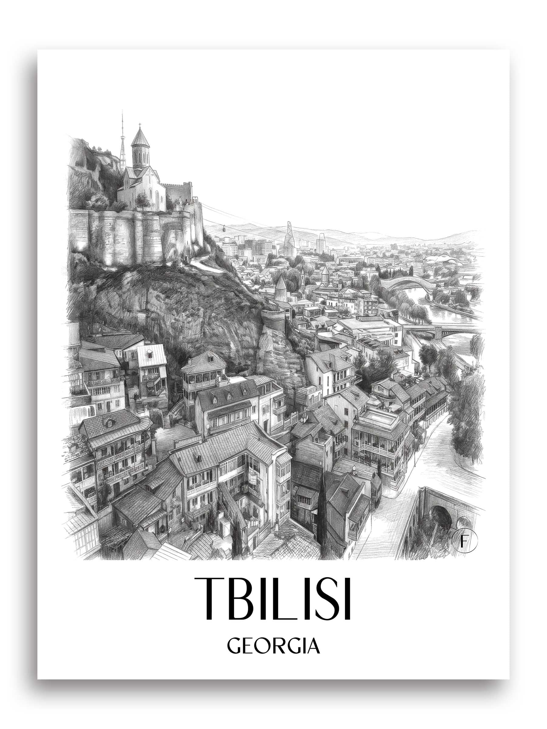 Tiflis Poster - - Georgien Kunstdruck - Zeichnung von A4 bis A1