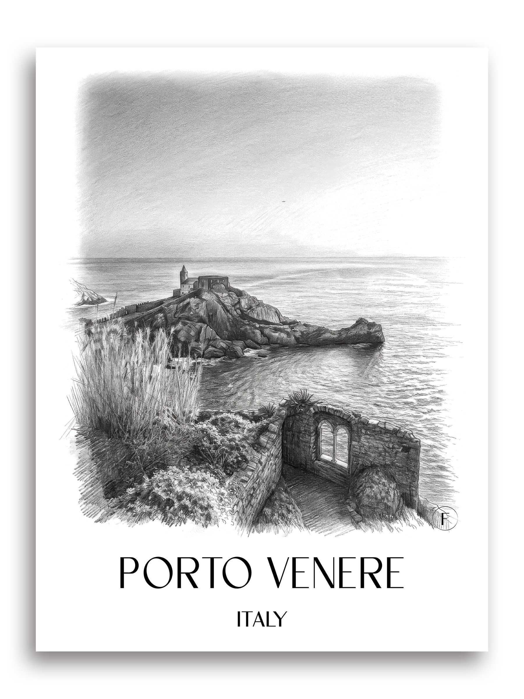 Porto Venere Poster - - Italien Kunstdruck - Zeichnung von A4 bis A1