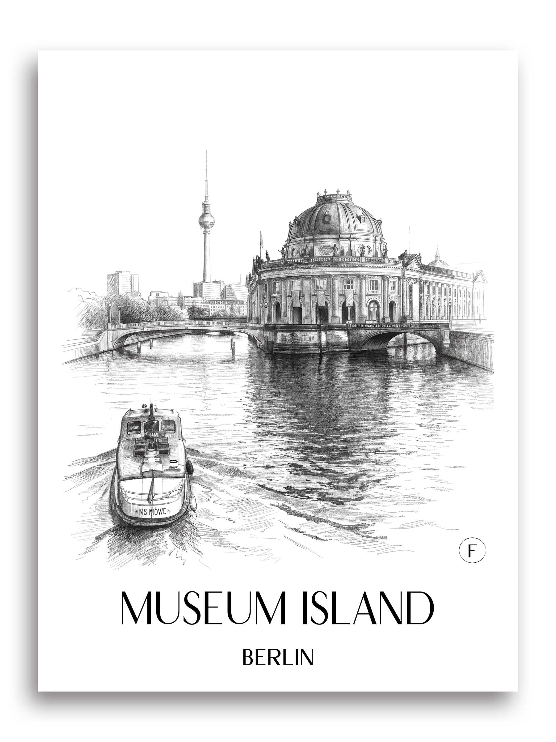 Museumsinsel Poster - Berlin - Deutschland Kunstdruck - Zeichnung von A4 bis A1