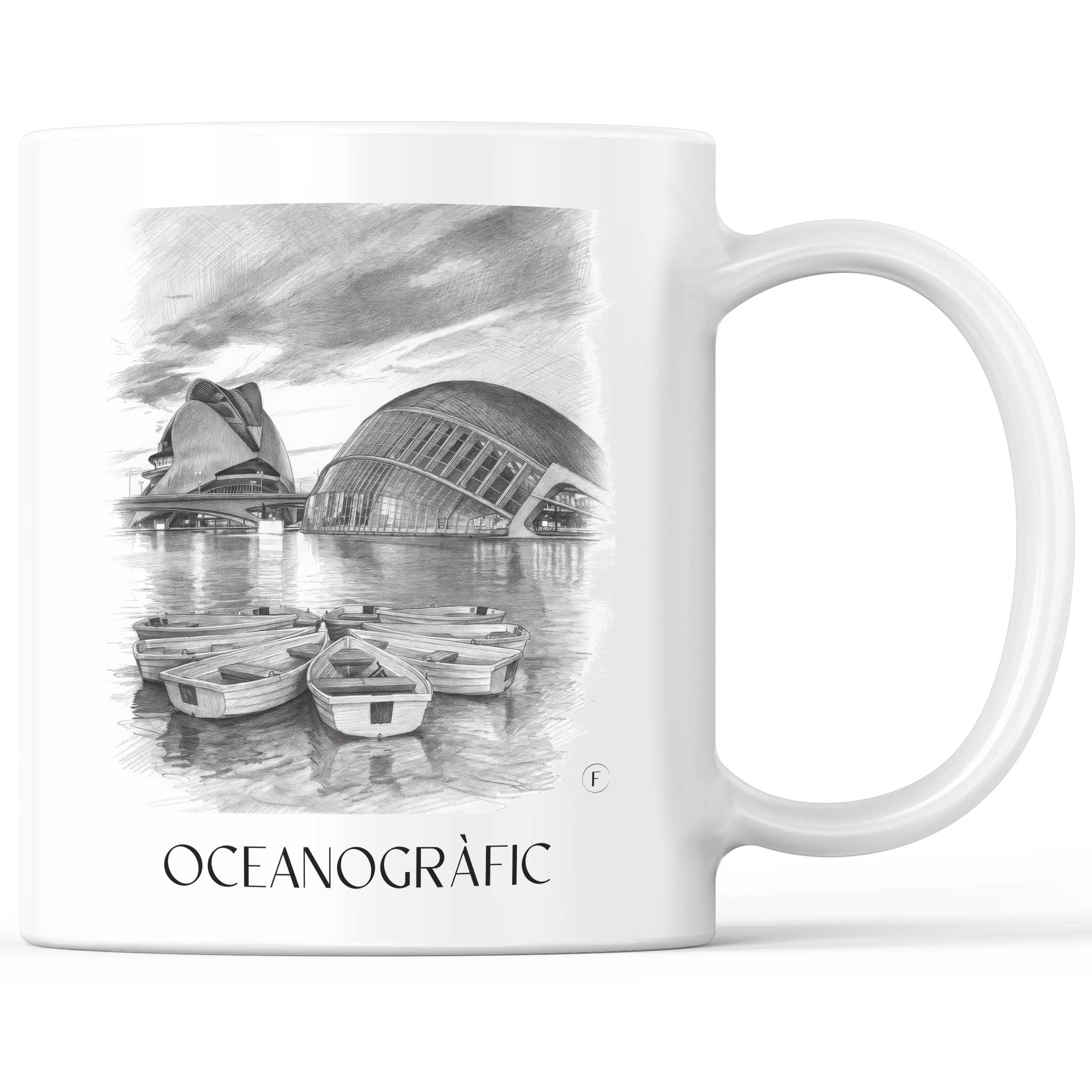 Oceanogràfic (Valencia) Kaffeebecher - Valencia - Spanien Becher - Kaffeetasse im Zeichnung Stil