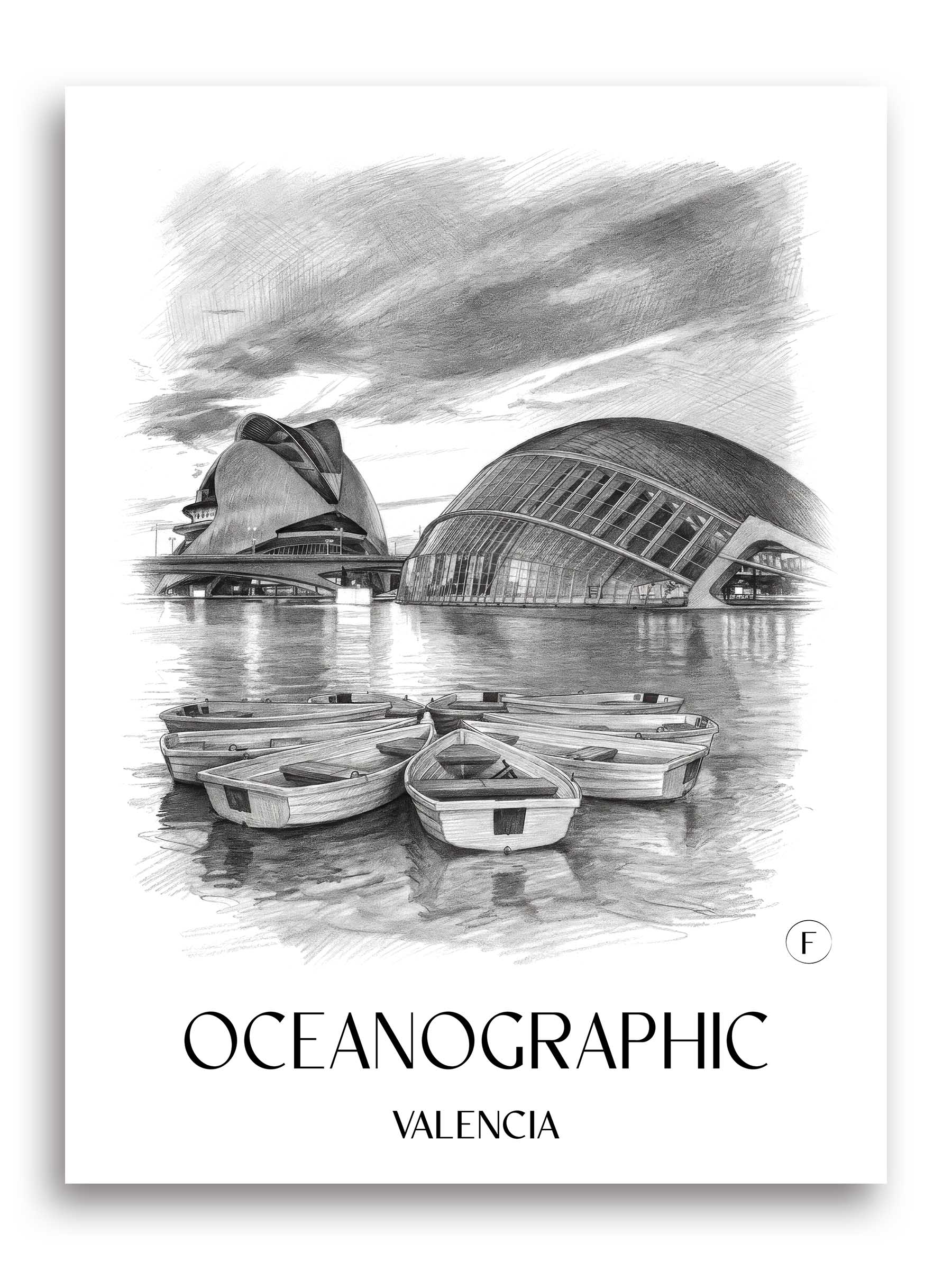 Oceanogràfic (Valencia) Poster - Valencia - Spanien Kunstdruck - Zeichnung von A4 bis A1