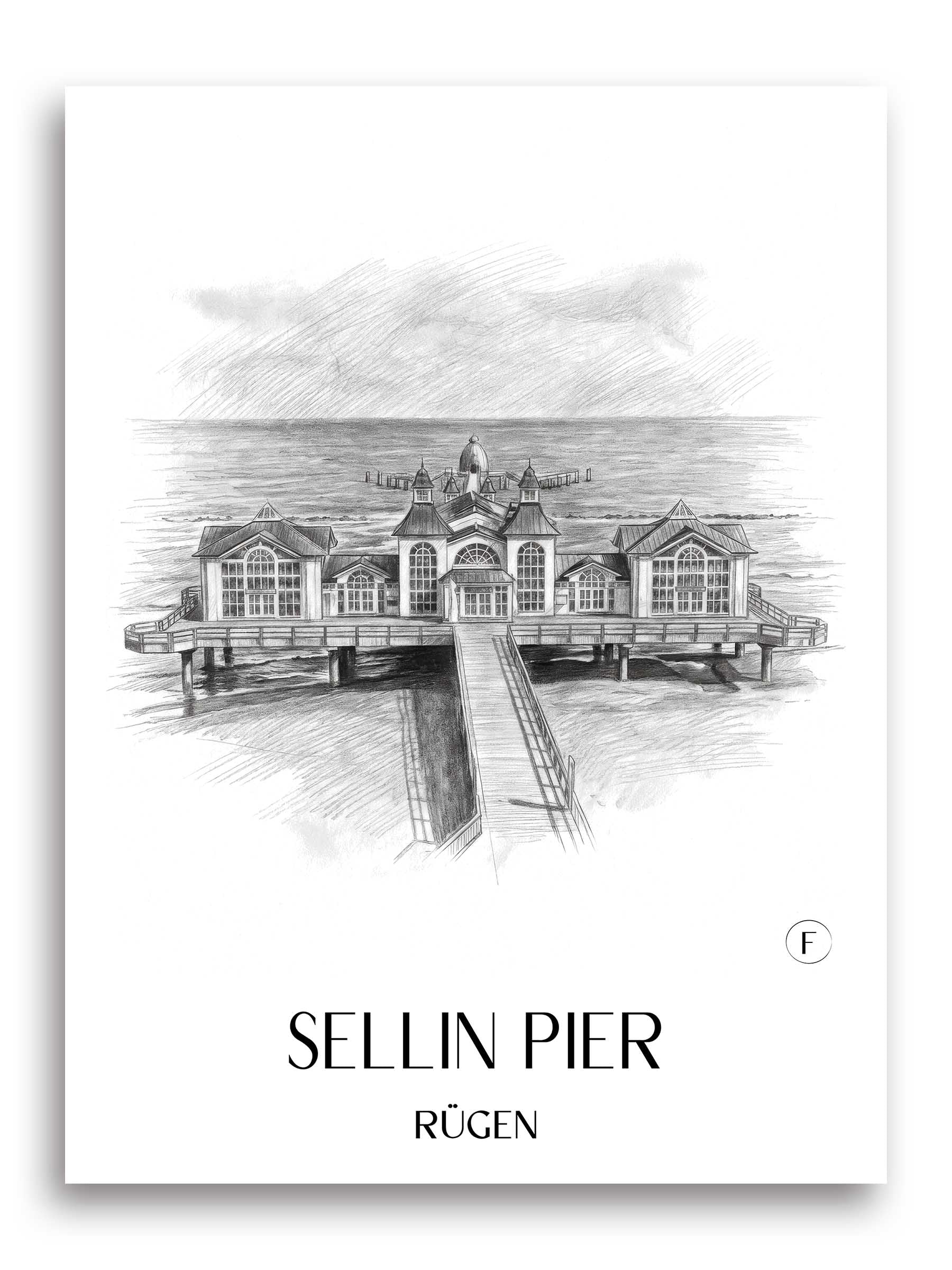Seebrücke Sellin Poster - Rügen - Deutschland Kunstdruck - Zeichnung von A4 bis A1