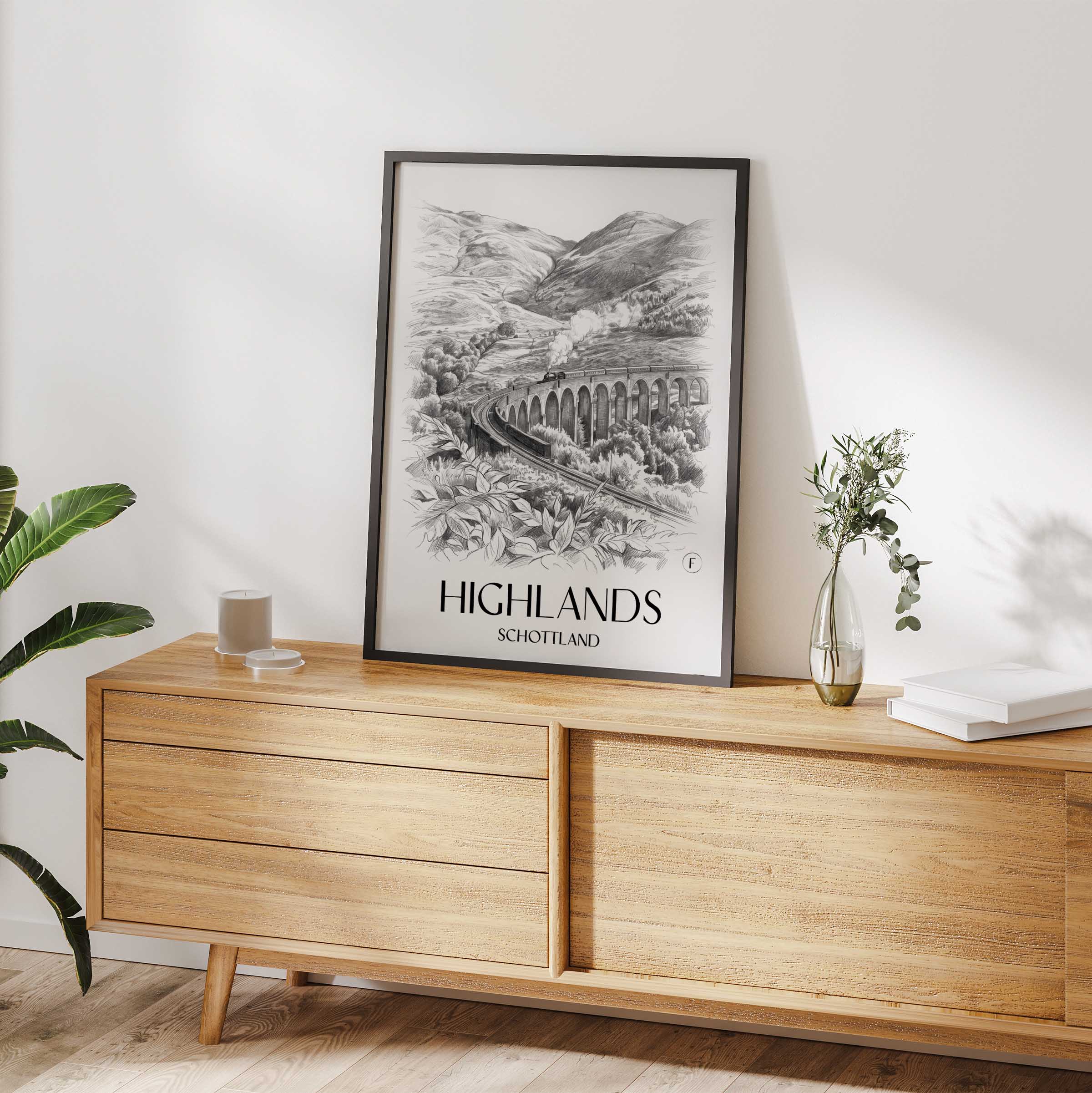 highlands-schottland-schottland-poster-bleistift-zeichnung-drawing