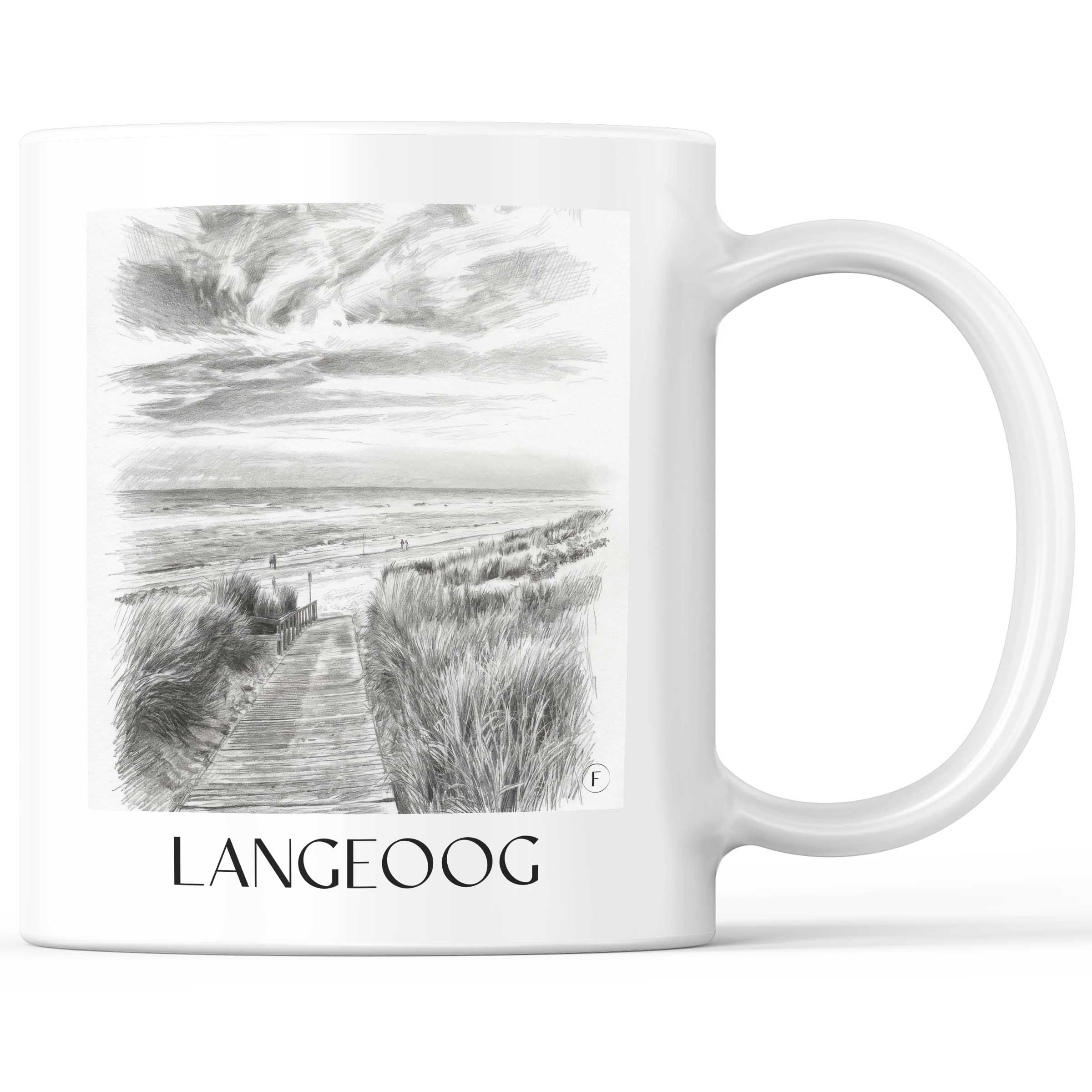Langeoog - Deutschland Becher - Kaffeetasse im Zeichnung Stil
