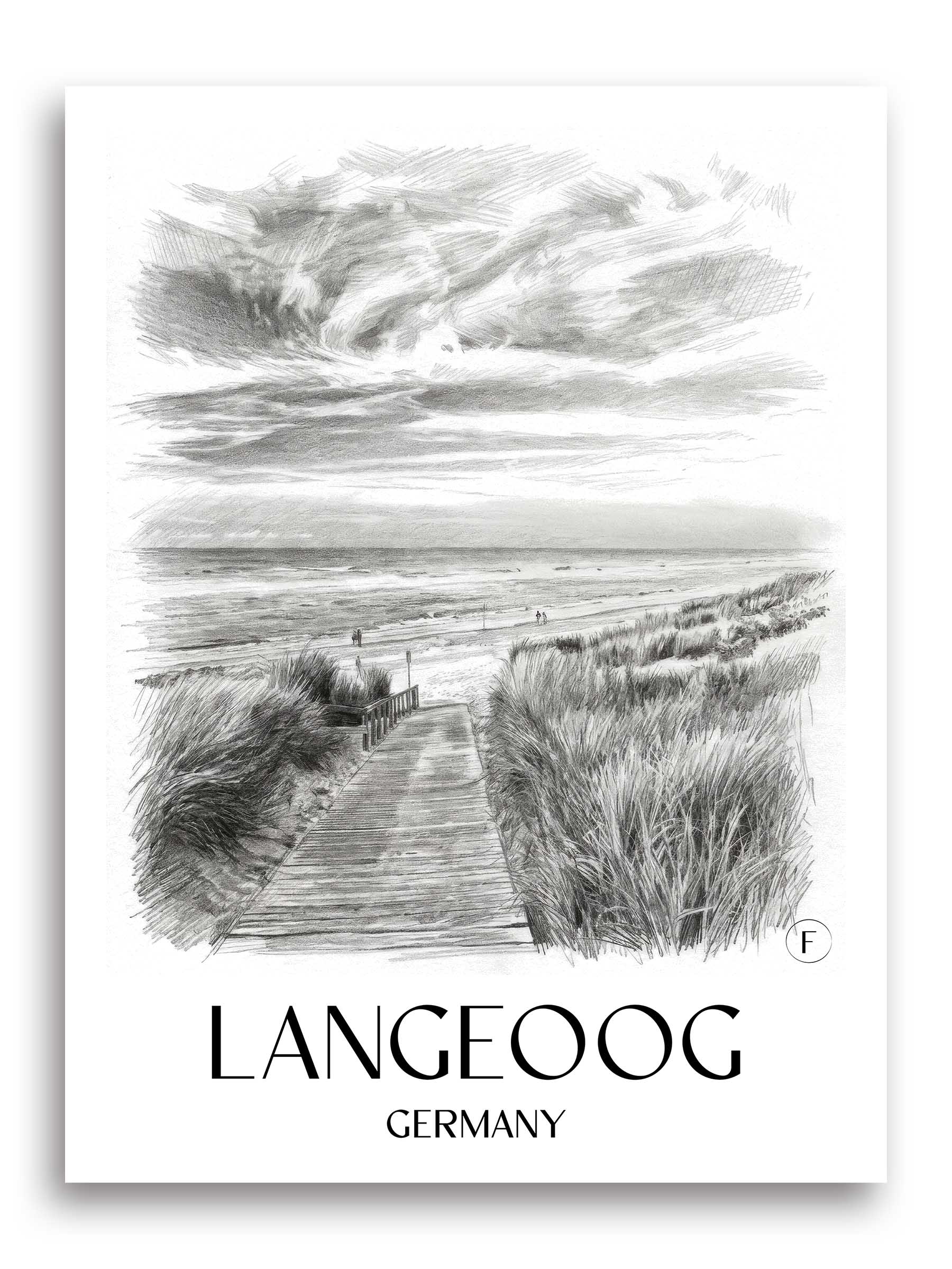 Langeoog Poster - - Deutschland Kunstdruck - Zeichnung von A4 bis A1