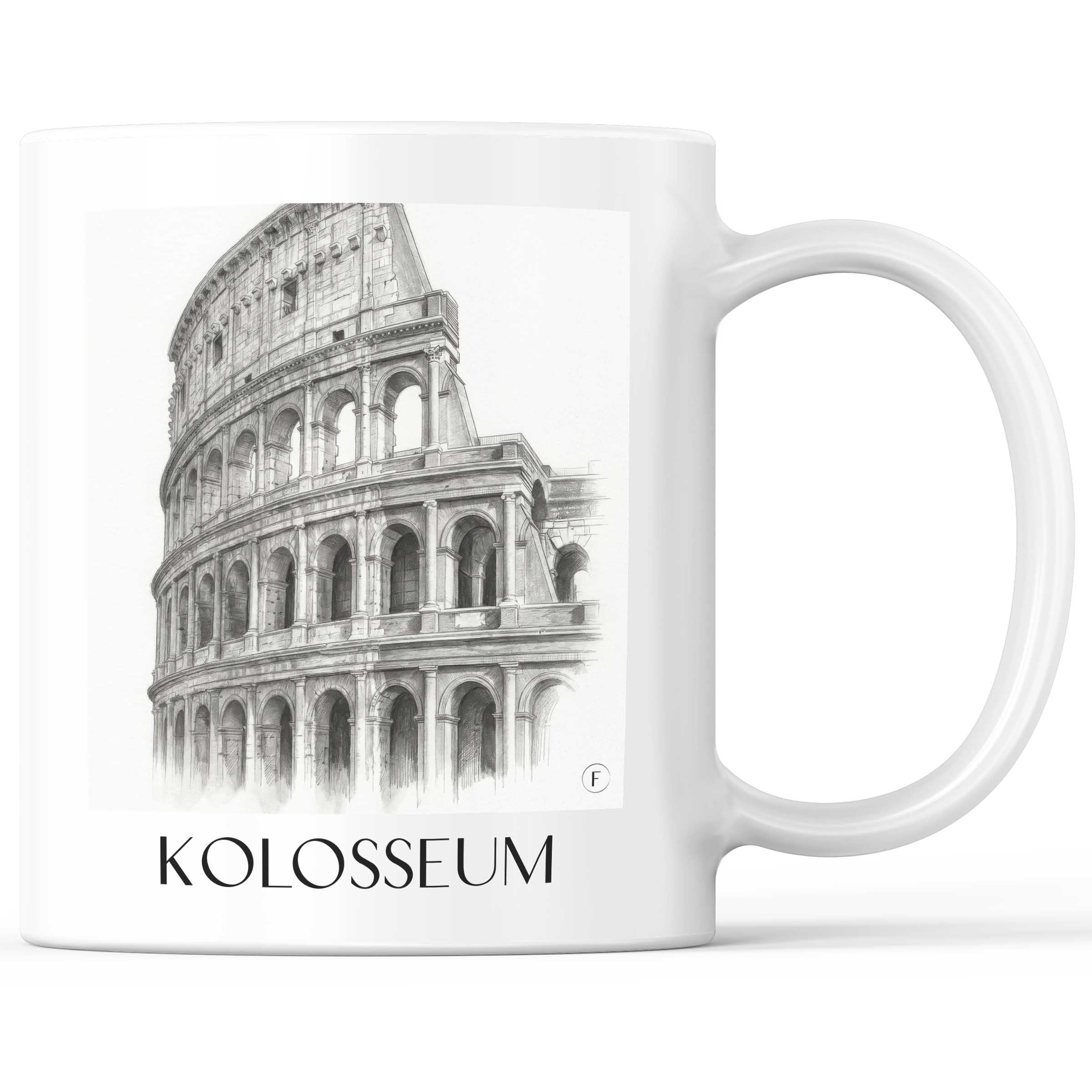 Kolosseum Kaffeebecher - Rom - Italien Becher - Kaffeetasse im Zeichnung Stil