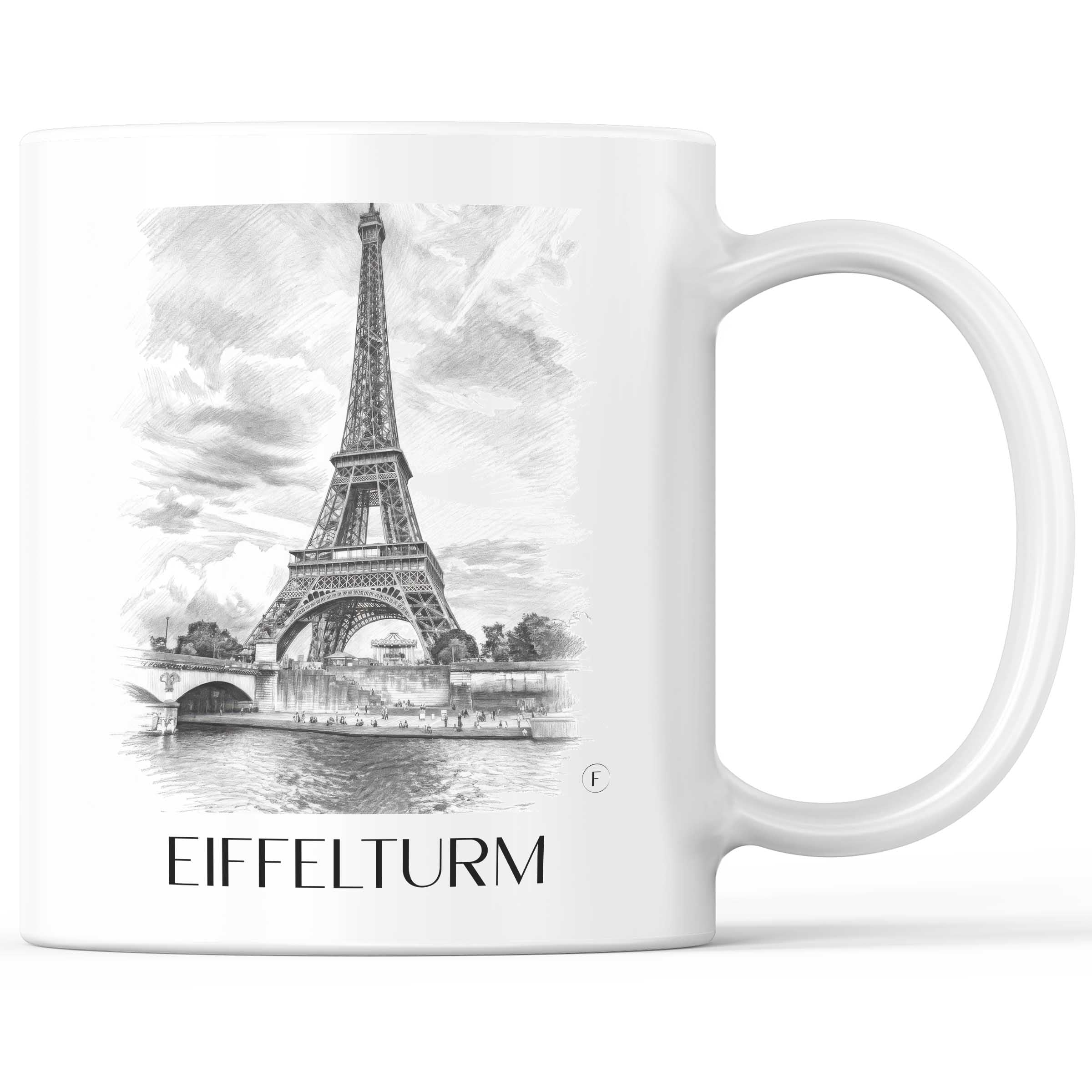Eiffelturm Kaffeebecher - Paris - Frankreich Becher - Kaffeetasse im Zeichnung Stil