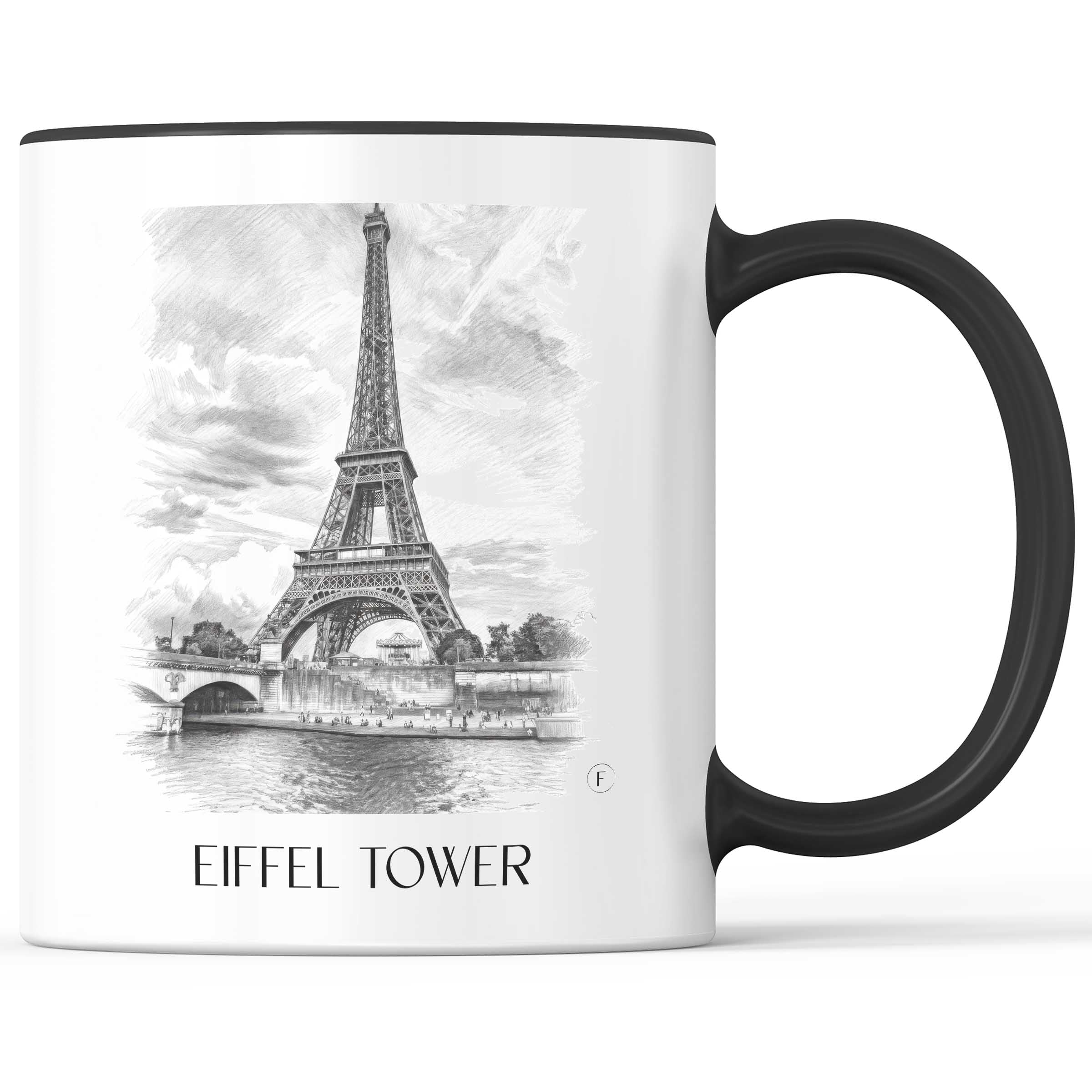 Eiffelturm Kaffeebecher - Paris - Frankreich Becher - Kaffeetasse im Zeichnung Stil