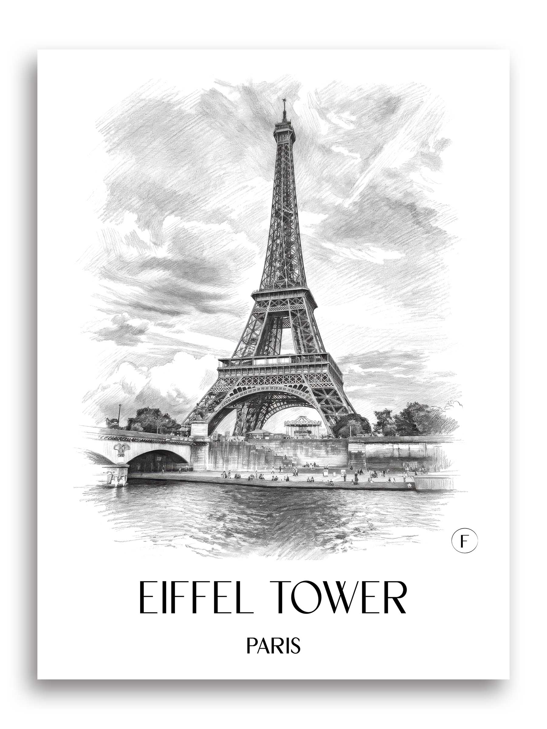 Eiffelturm Poster - Paris - Frankreich Kunstdruck - Zeichnung von A4 bis A1