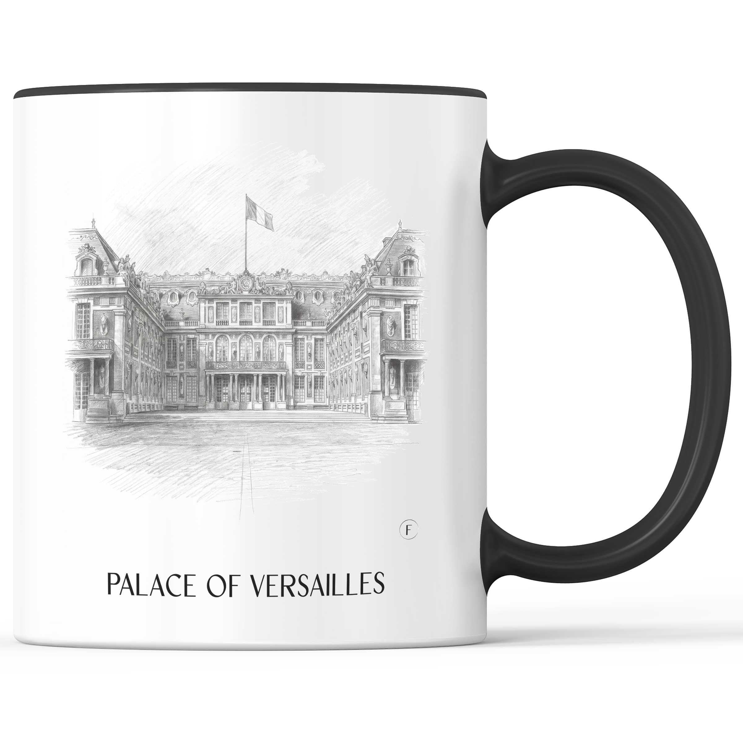 Schloss Versailles Kaffeebecher - Frankreich - Frankreich Becher - Kaffeetasse im Zeichnung Stil