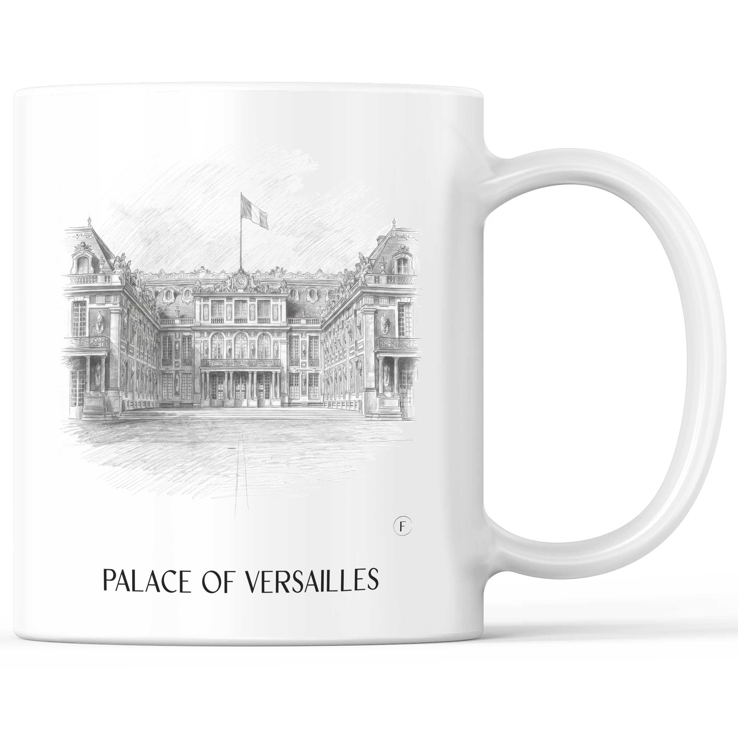 Schloss Versailles Kaffeebecher - Frankreich - Frankreich Becher - Kaffeetasse im Zeichnung Stil