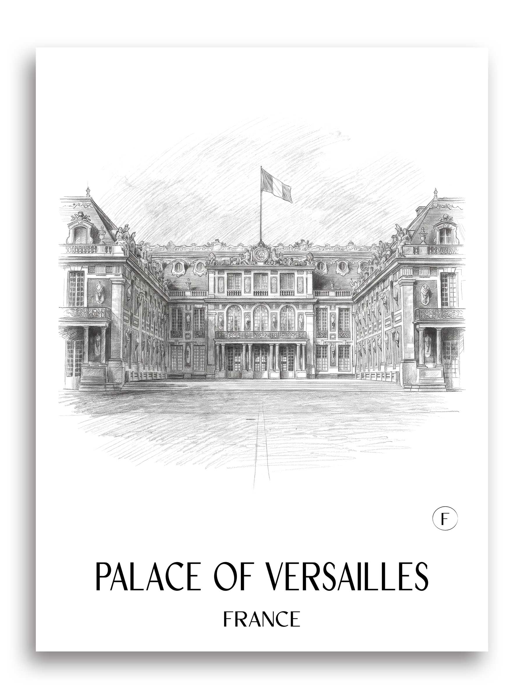 Schloss Versailles Poster - Frankreich - Frankreich Kunstdruck - Zeichnung von A4 bis A1