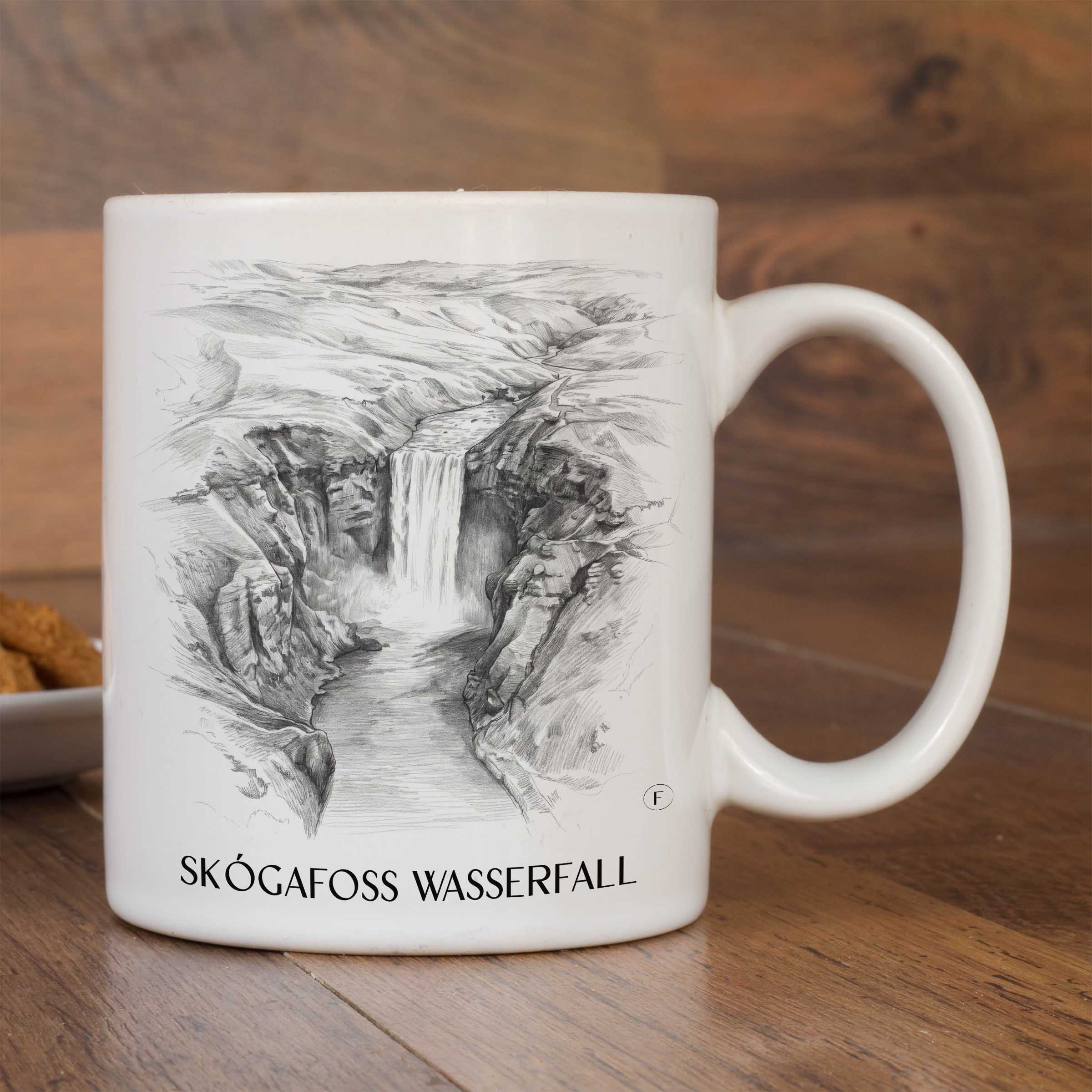 skógafoss-wasserfall-island-island-kaffeebecher-bleistift-zeichnung-drawing