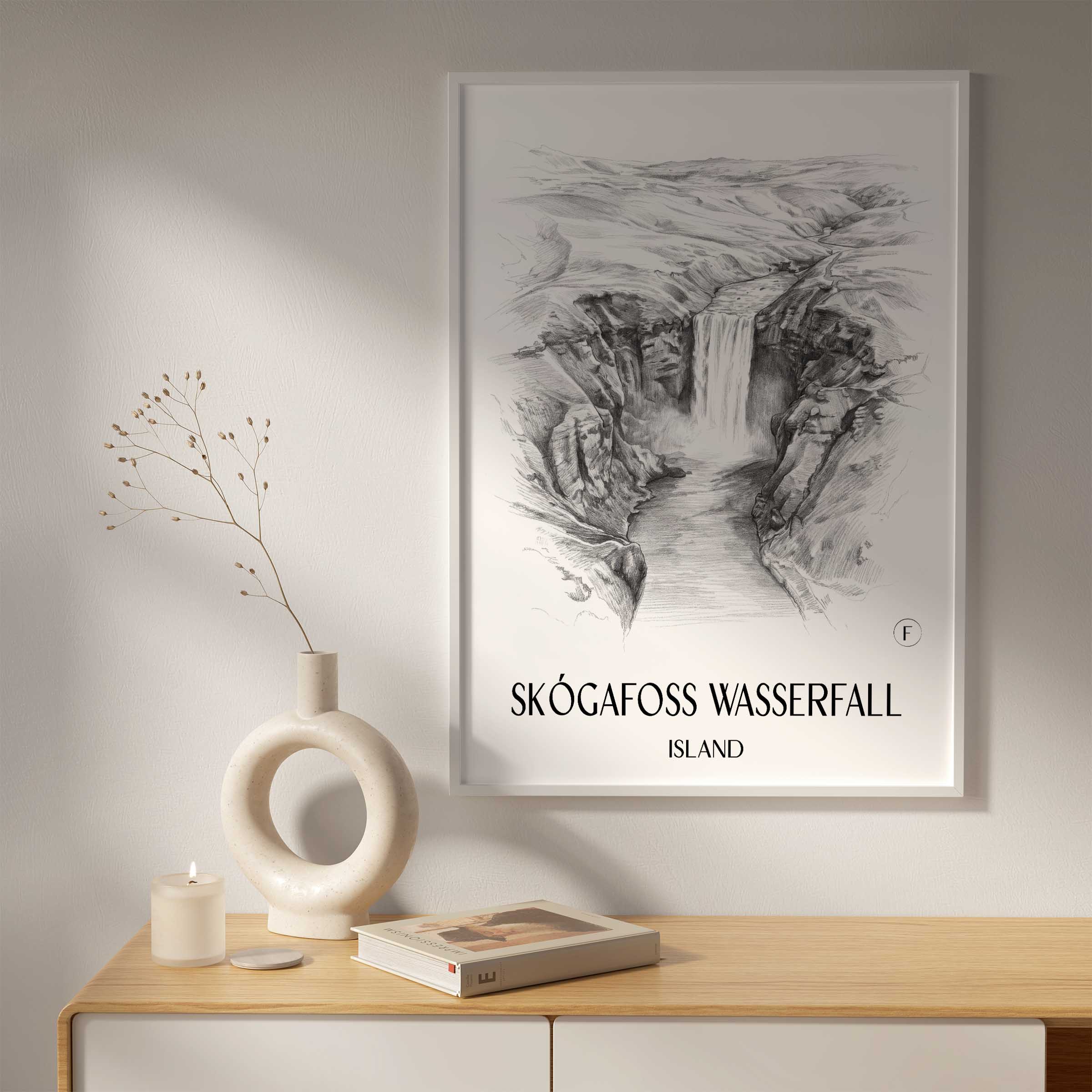skógafoss-wasserfall-island-island-poster-bleistift-zeichnung-drawing