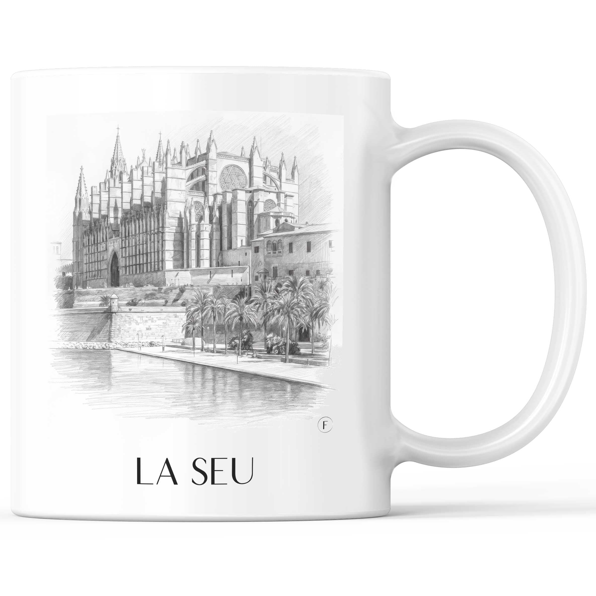 La Seu Kaffeebecher - Mallorca - Spanien Becher - Kaffeetasse im Zeichnung Stil