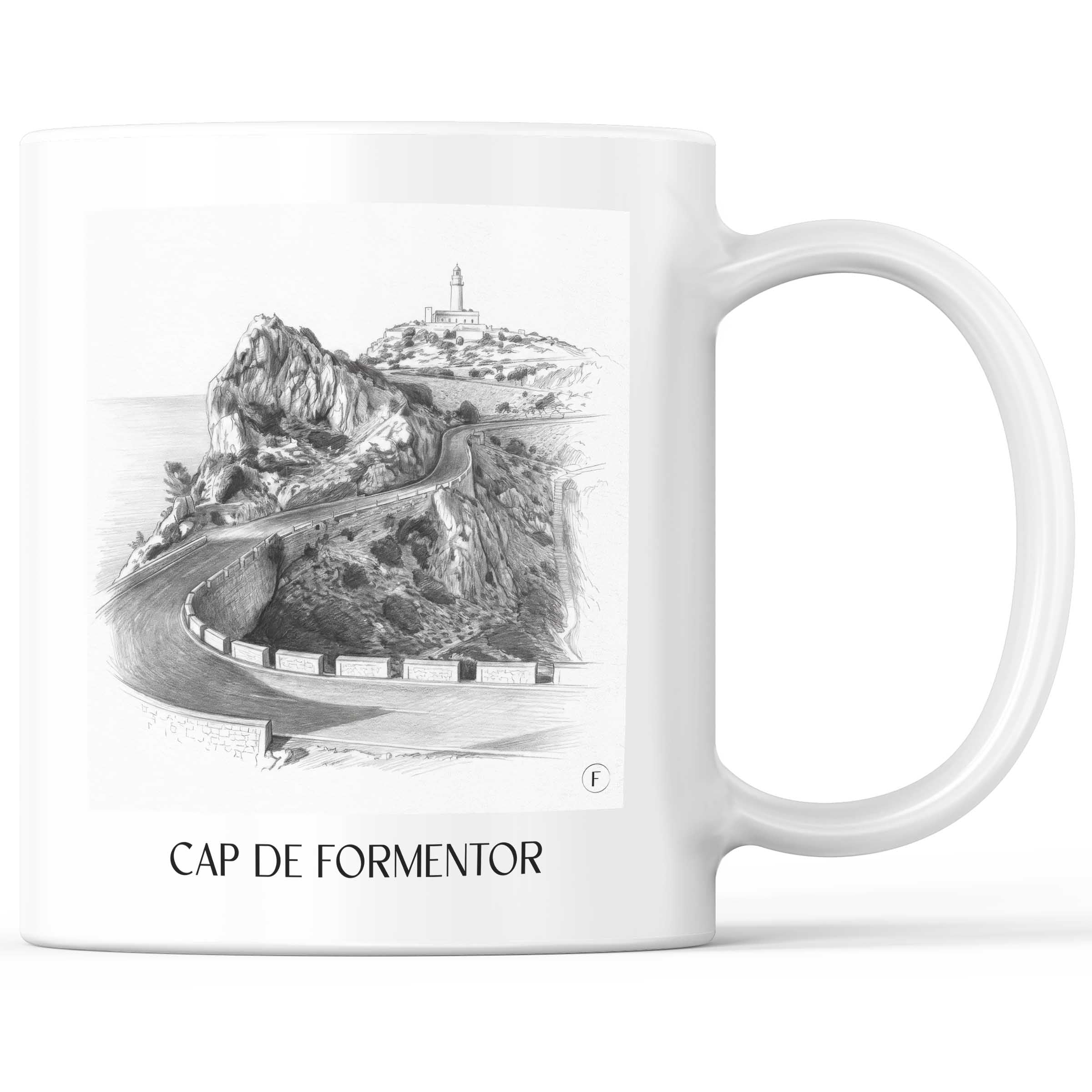 Cap de Formentor Kaffeebecher - Mallorca - Spanien Becher - Kaffeetasse im Zeichnung Stil