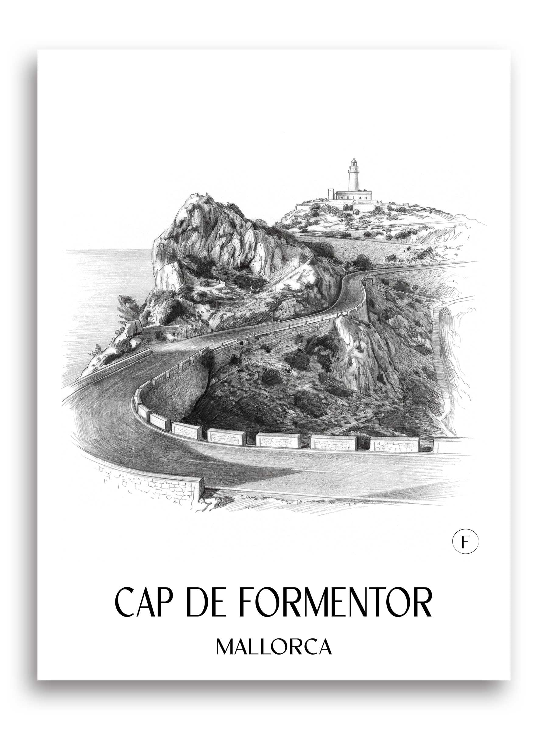 Cap de Formentor Poster - Mallorca - Spanien Kunstdruck - Zeichnung von A4 bis A1