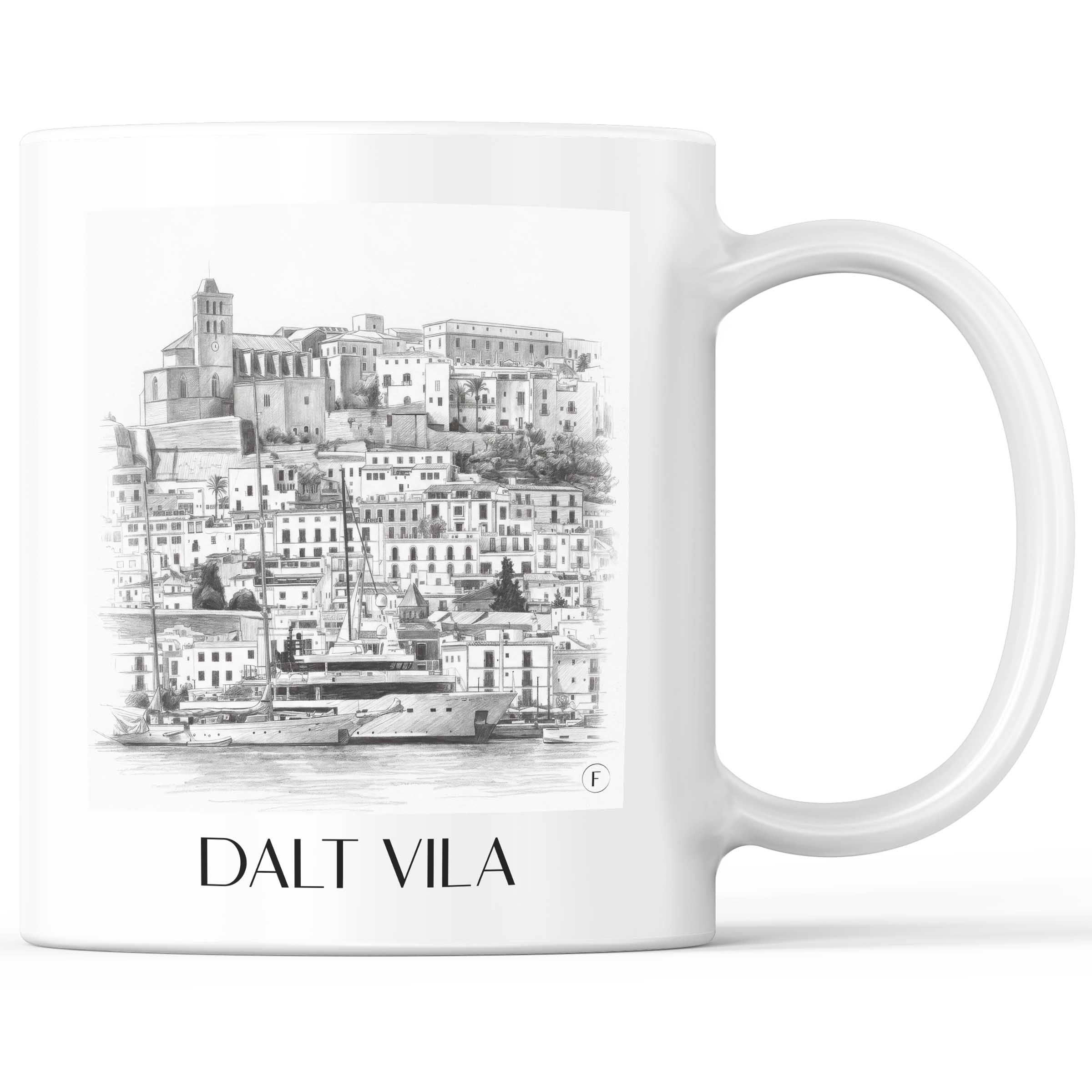 Dalt Vila Kaffeebecher - Ibiza - Spanien Becher - Kaffeetasse im Zeichnung Stil