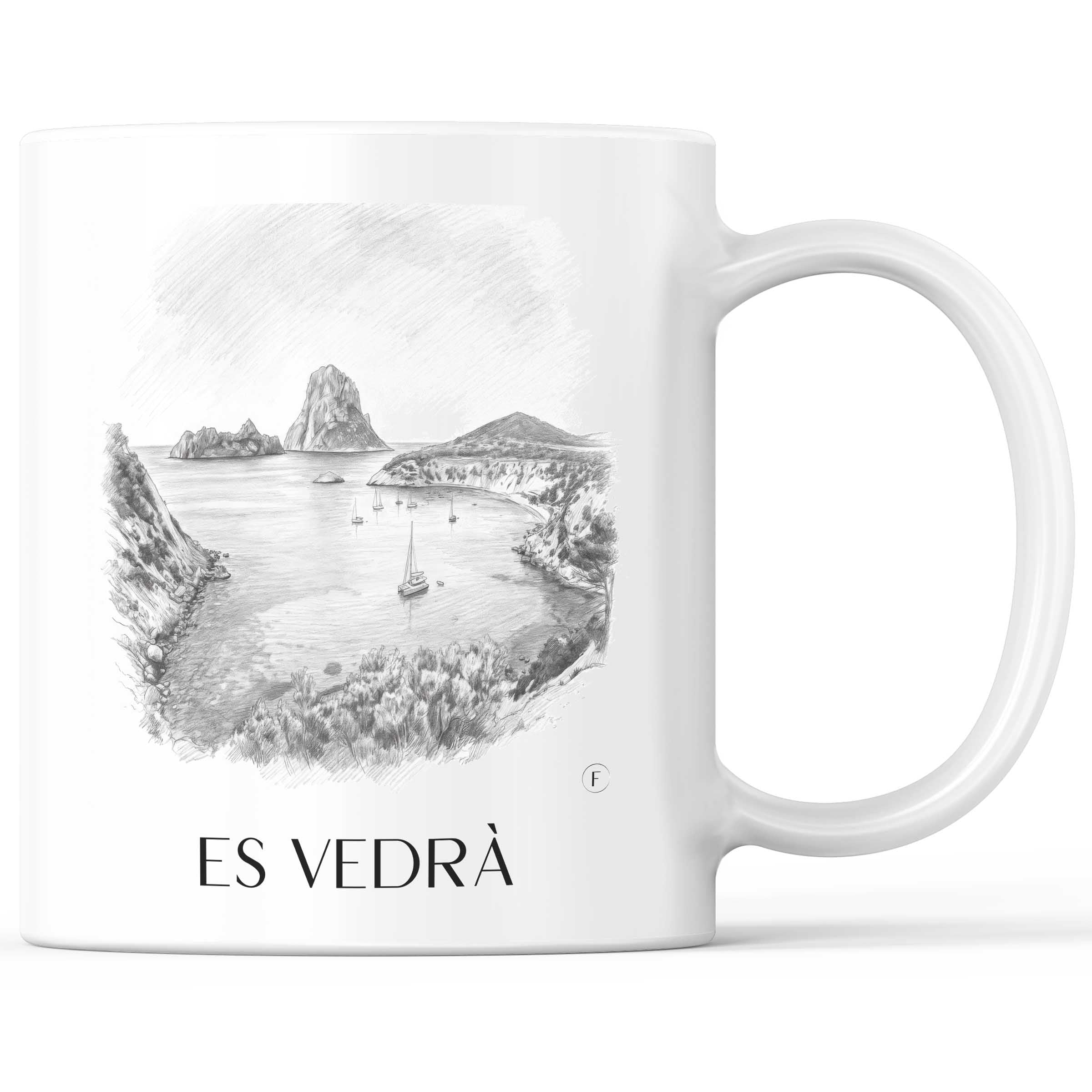 Es Vedrà Kaffeebecher - Ibiza - Spanien Becher - Kaffeetasse im Zeichnung Stil