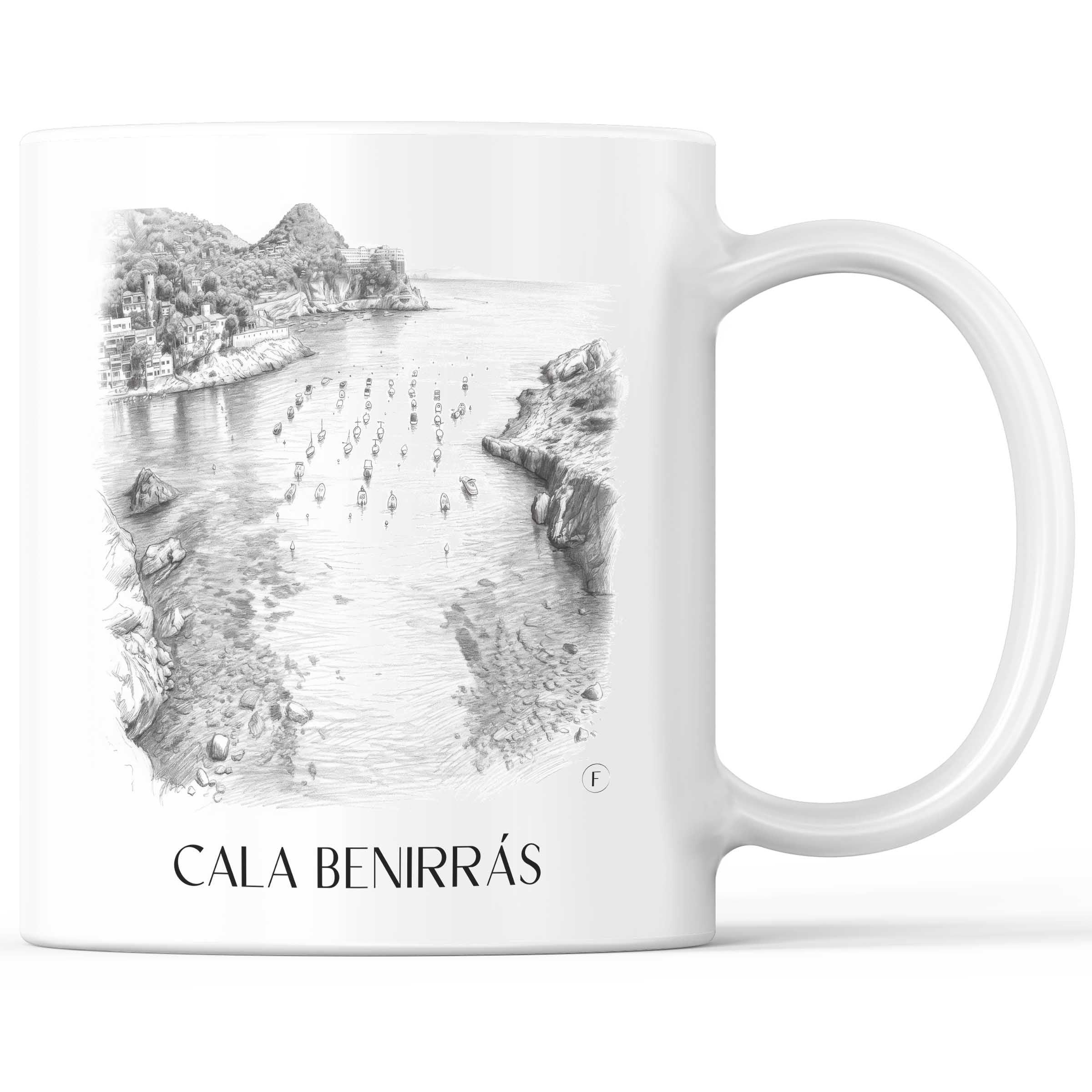 Cala Benirrás Kaffeebecher - Ibiza - Spanien Becher - Kaffeetasse im Zeichnung Stil