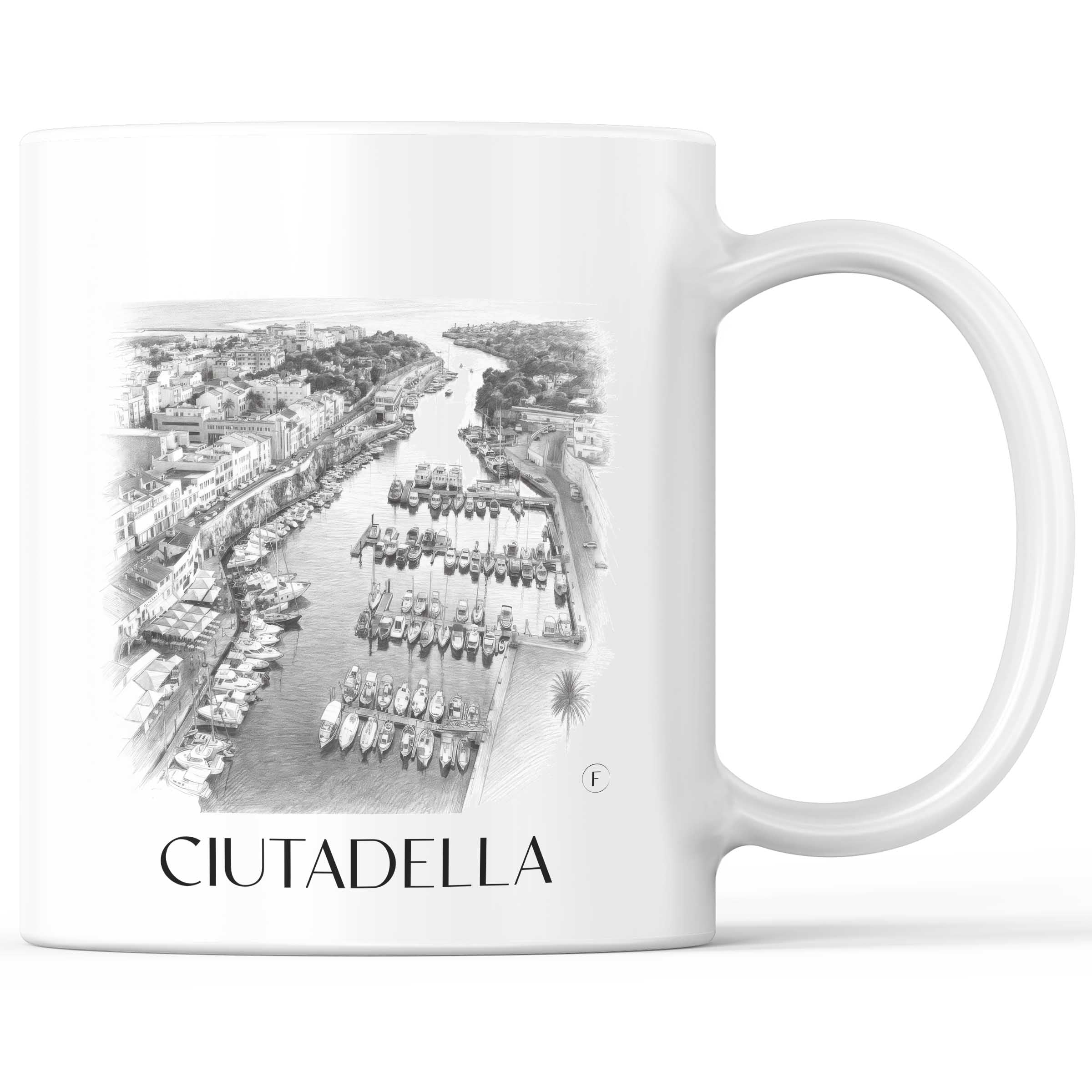 Ciutadella Kaffeebecher - Menorca - Spanien Becher - Kaffeetasse im Zeichnung Stil