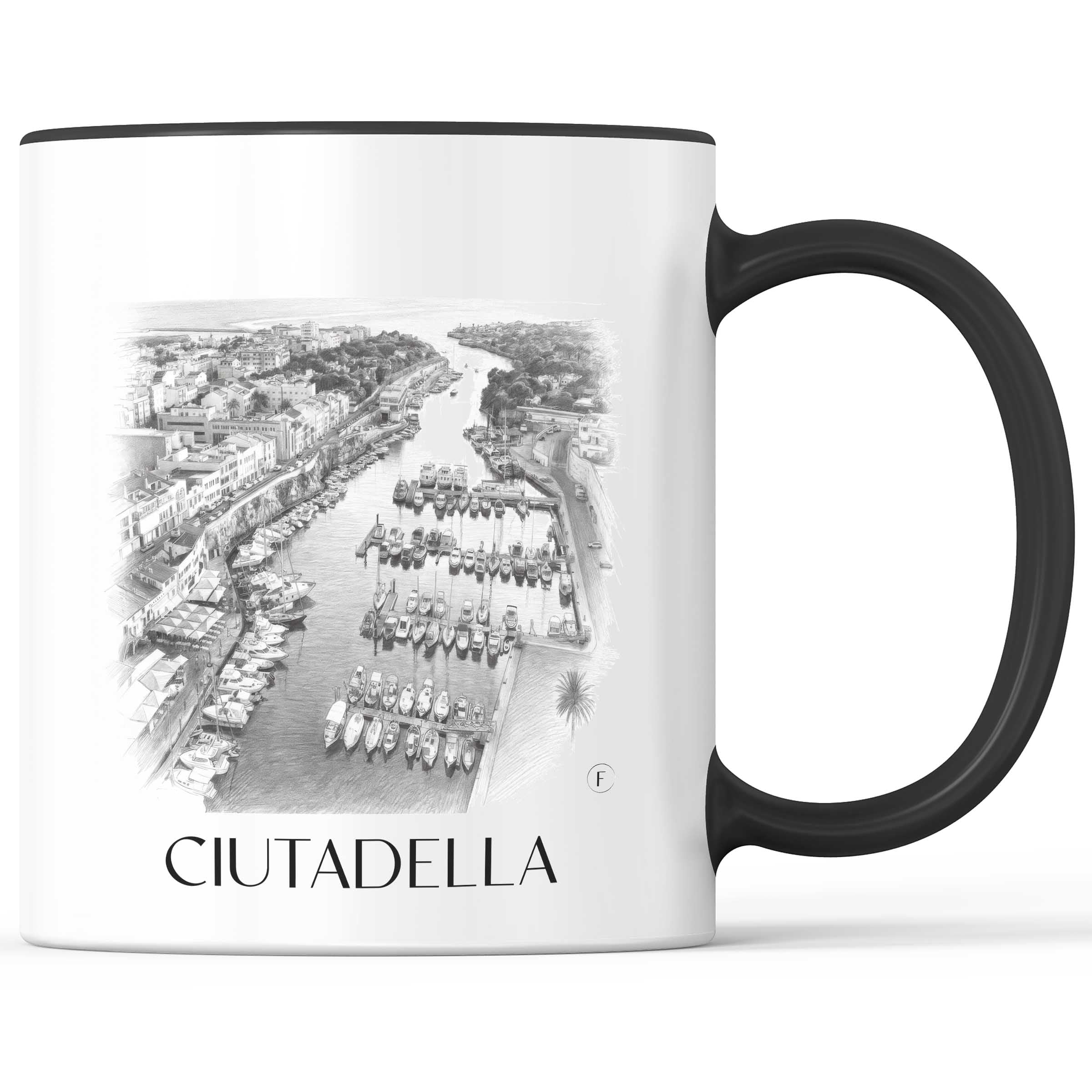 Ciutadella Kaffeebecher - Menorca - Spanien Becher - Kaffeetasse im Zeichnung Stil