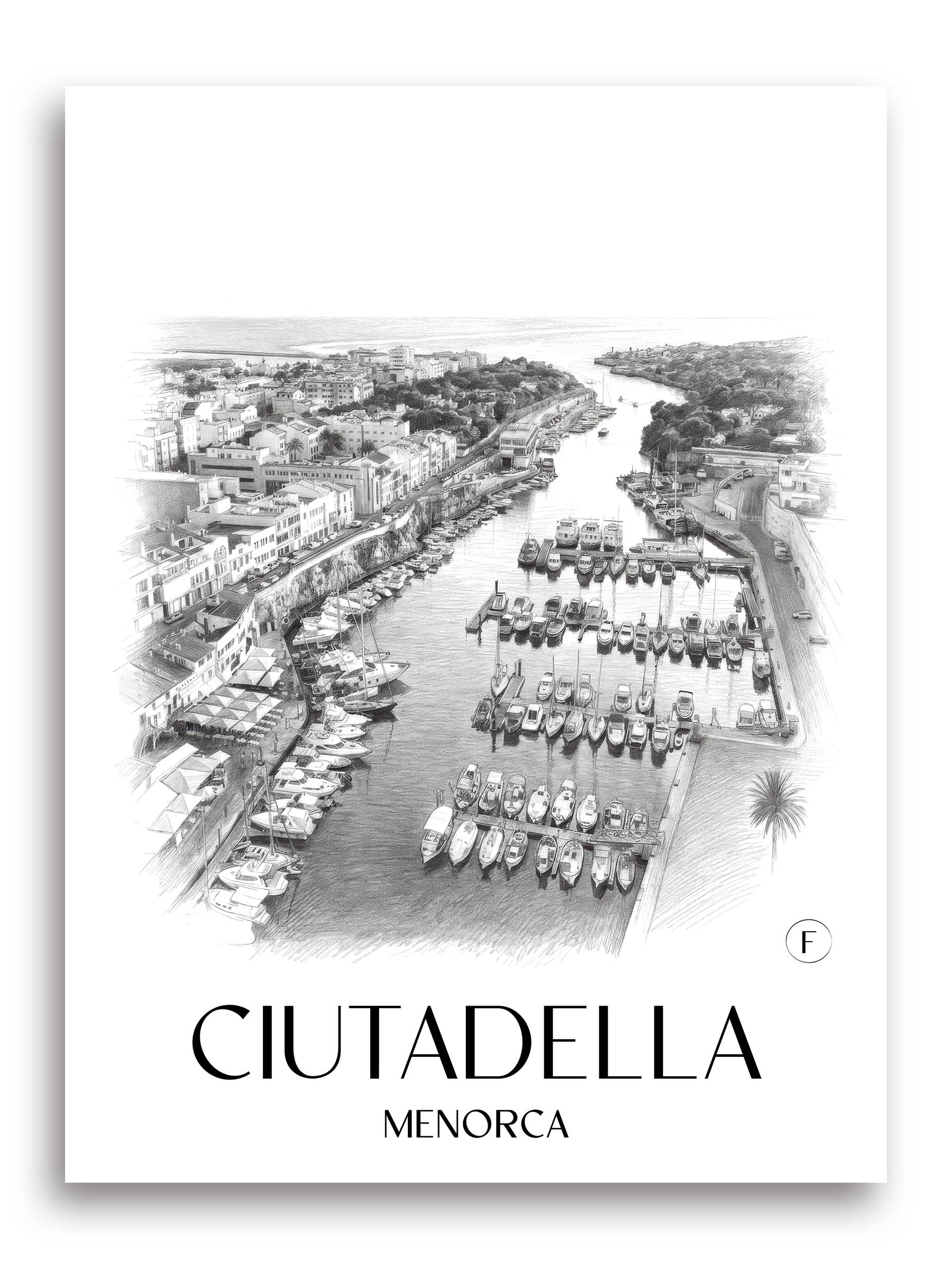 Ciutadella Poster - Menorca - Spanien Kunstdruck - Zeichnung von A4 bis A1