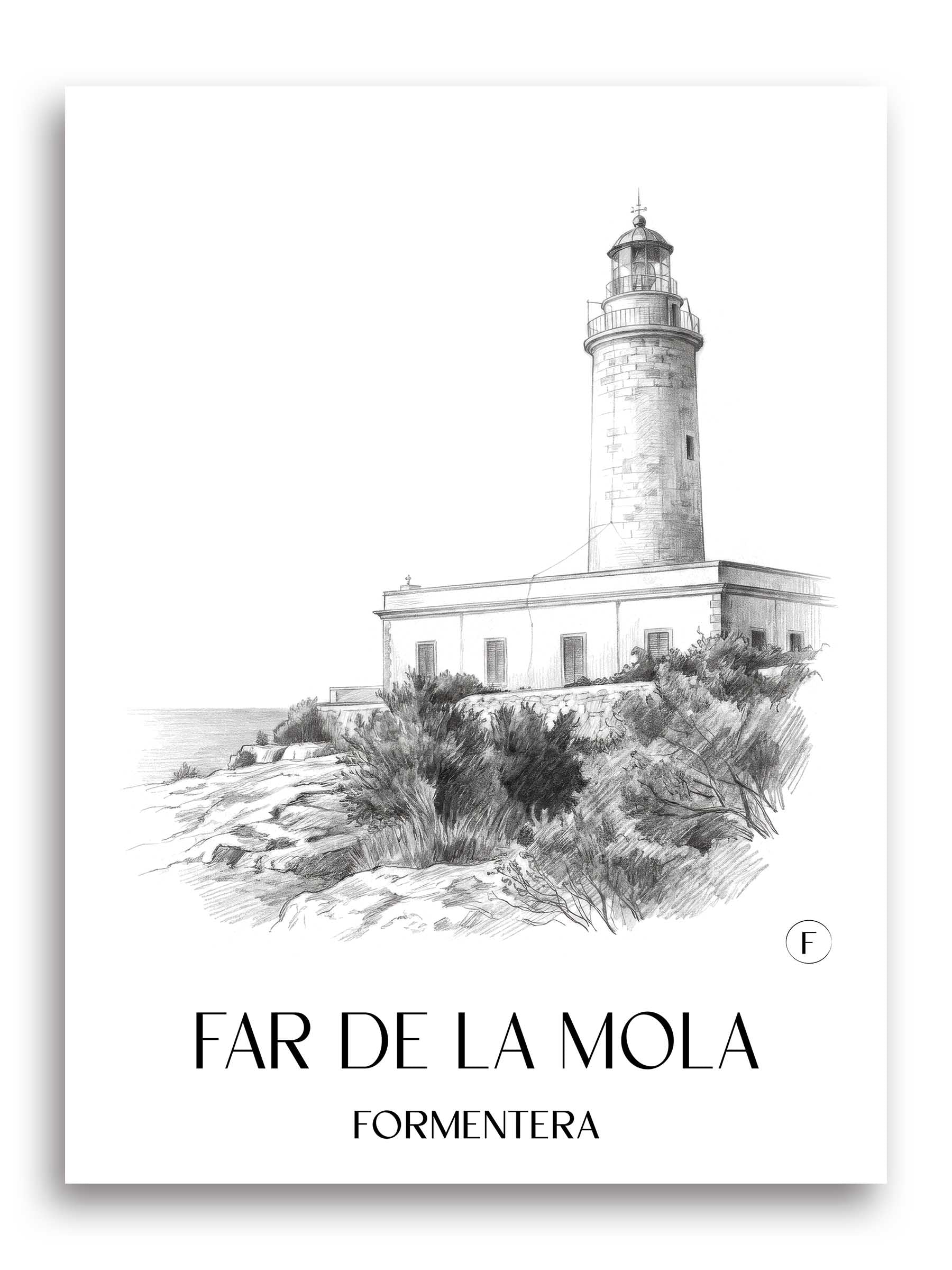 Far de la Mola Poster - Formentera - Spanien Kunstdruck - Zeichnung von A4 bis A1