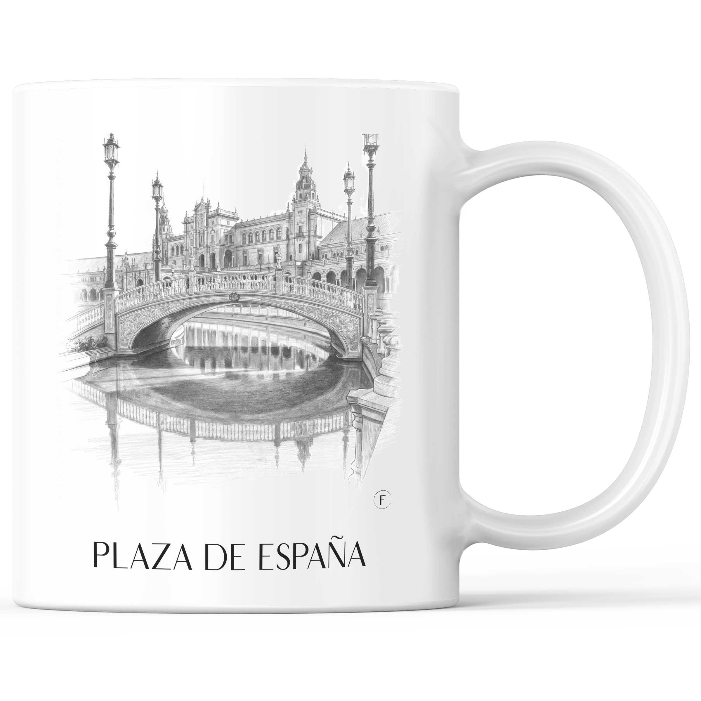 Plaza de España Kaffeebecher - Sevilla - Spanien Becher - Kaffeetasse im Zeichnung Stil