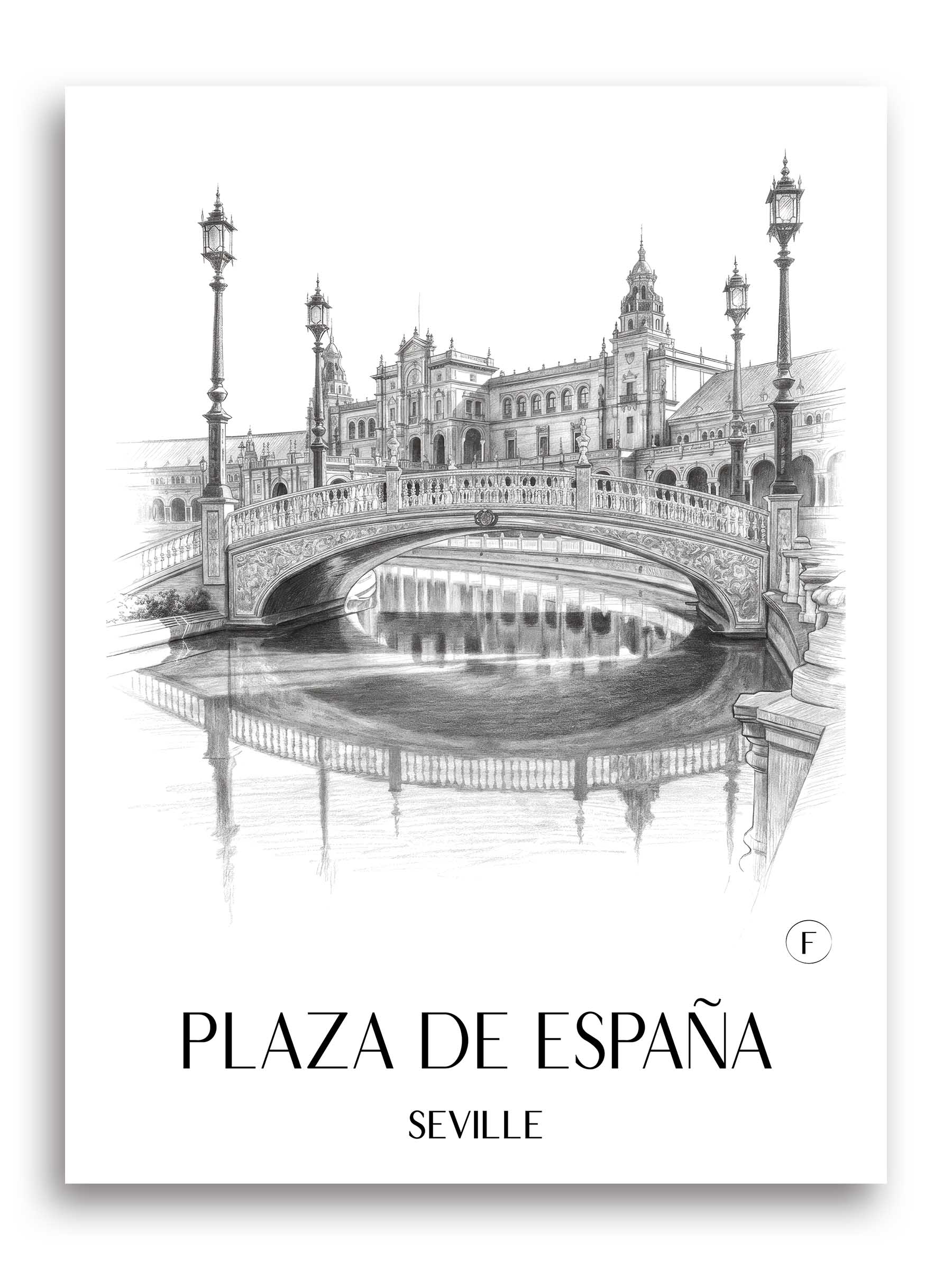 Plaza de España Poster - Sevilla - Spanien Kunstdruck - Zeichnung von A4 bis A1