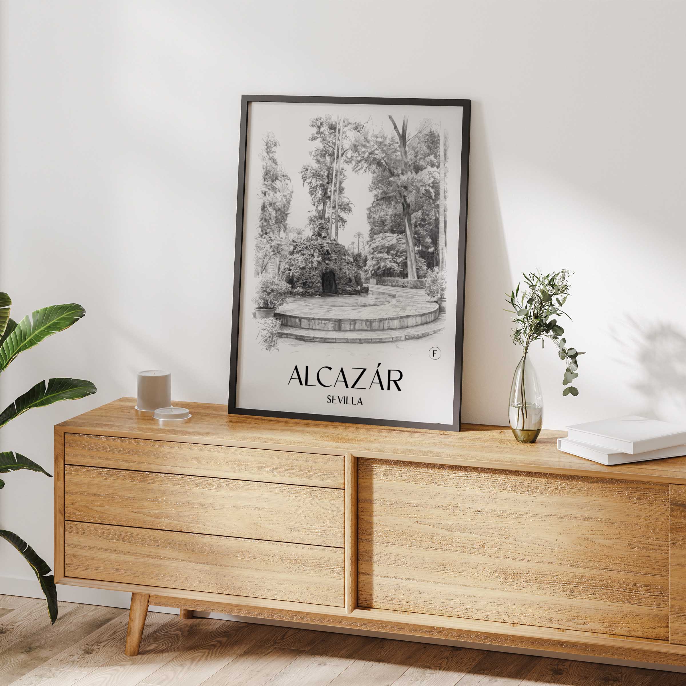 alcazár-sevilla-spanien-poster-bleistift-zeichnung-drawing